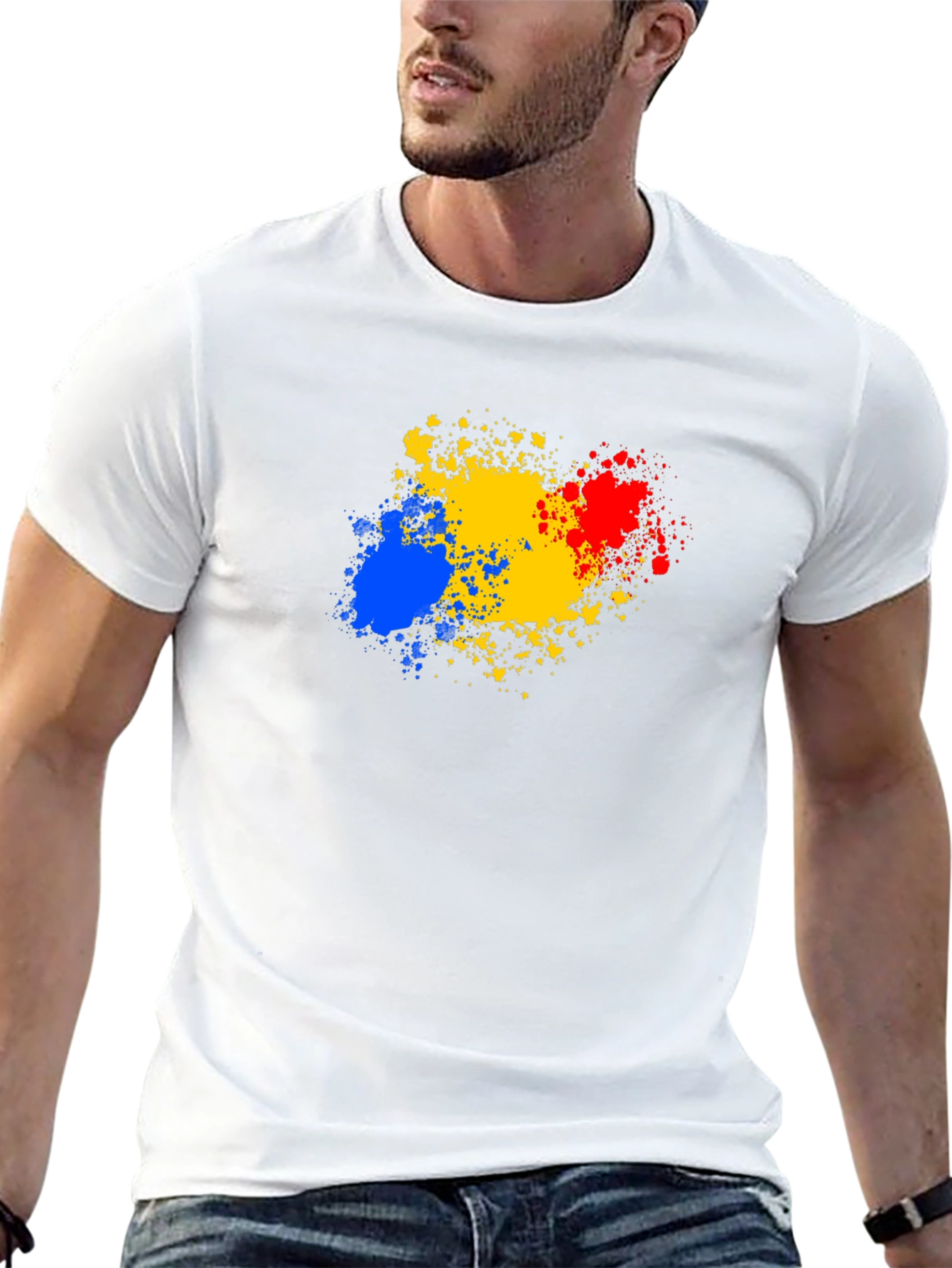 Abstract Splatter Tee - Black Cotton T-Shirt