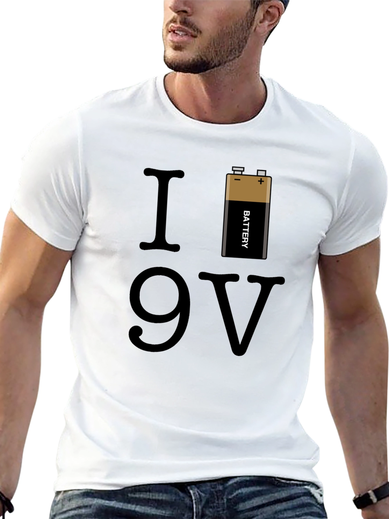 I Love 9V Battery Graphic T-Shirt