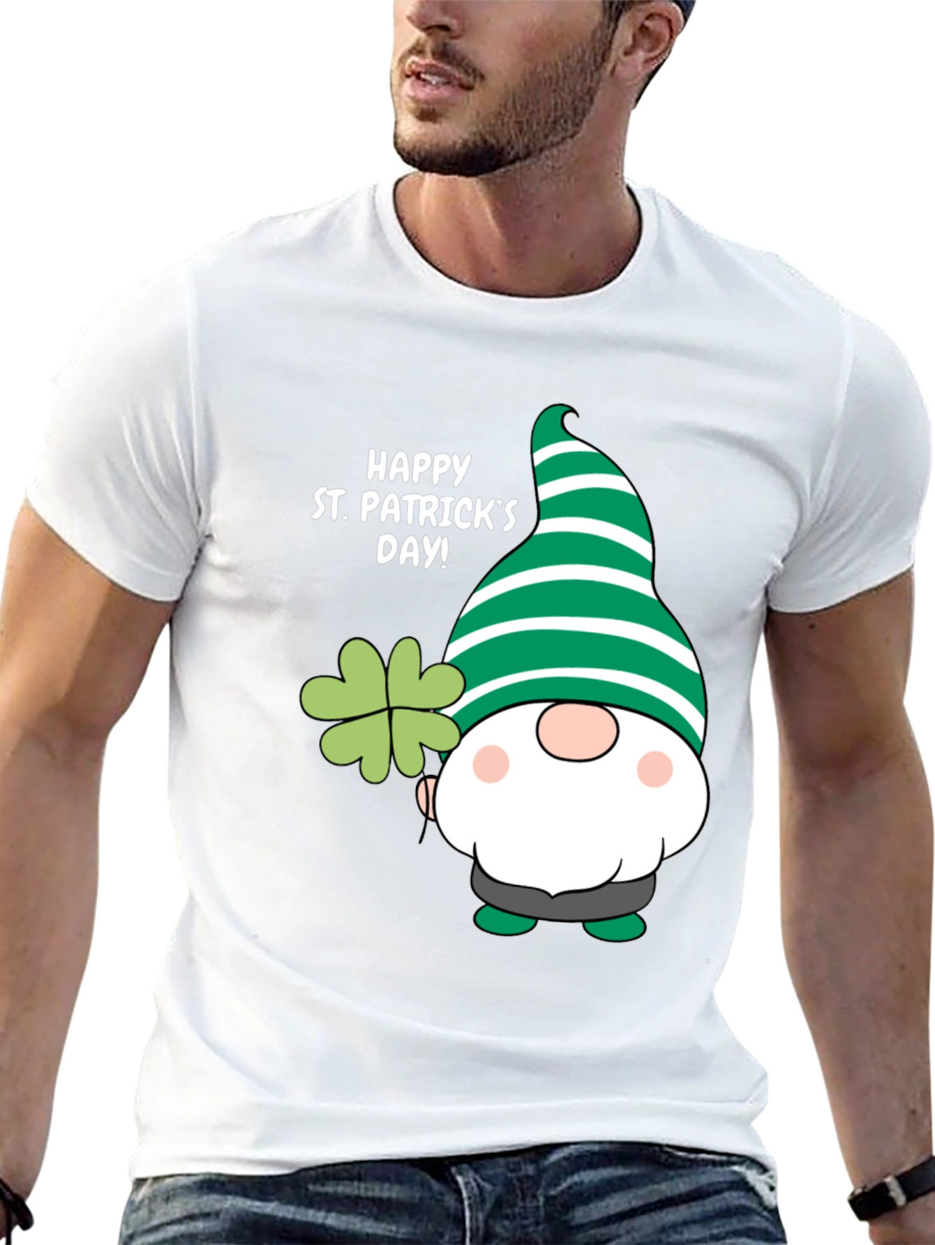 St. Patricks Day Gnome T-Shirt - Lucky Clover Design