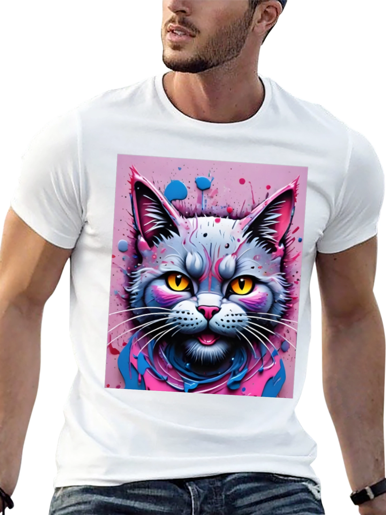 Cool Cat Graphic Tee - Black