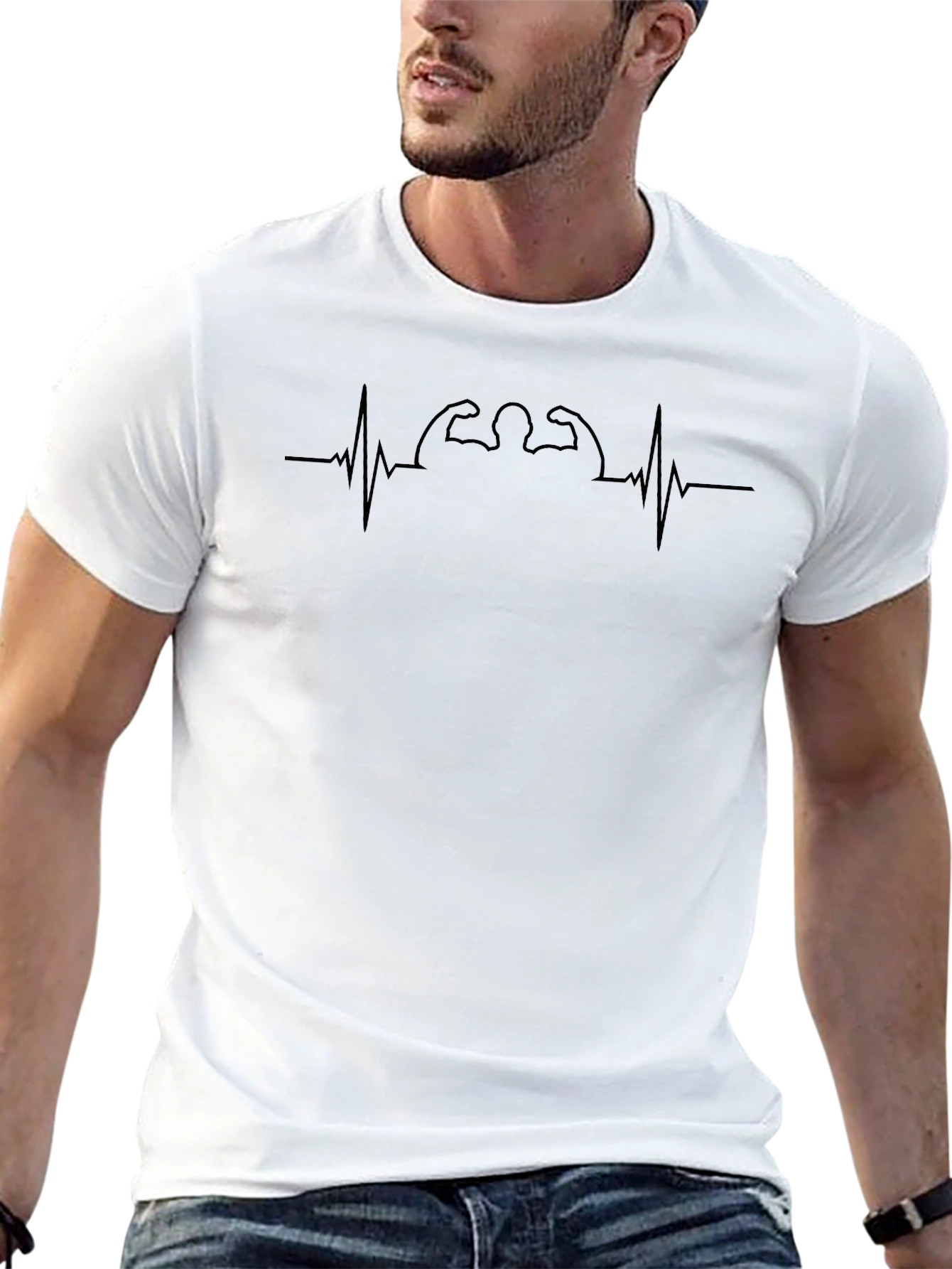 Bodybuilding Heartbeat Graphic Tee - Fitness T-Shirt