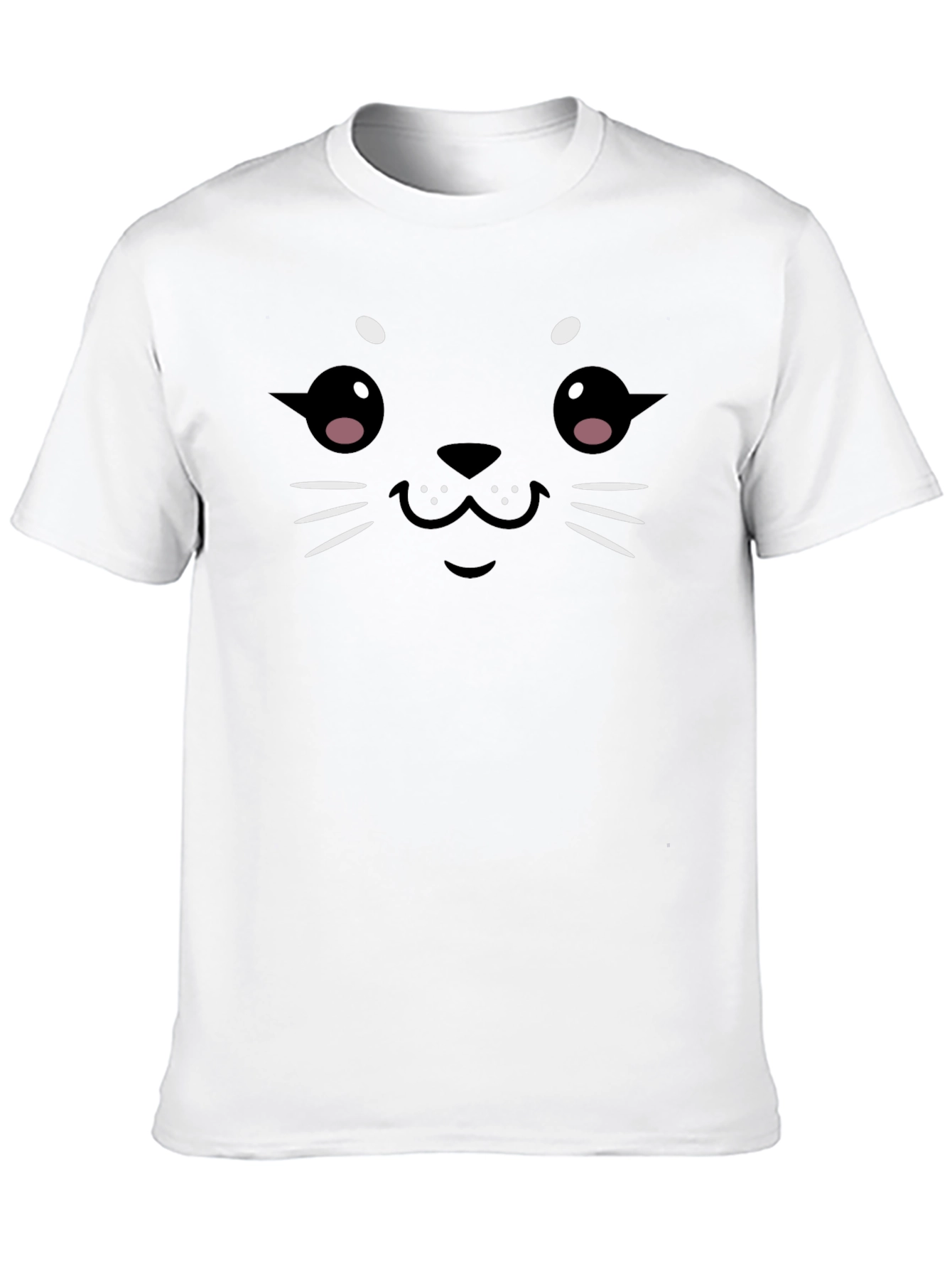 Cute Seal Face Graphic Black T-Shirt