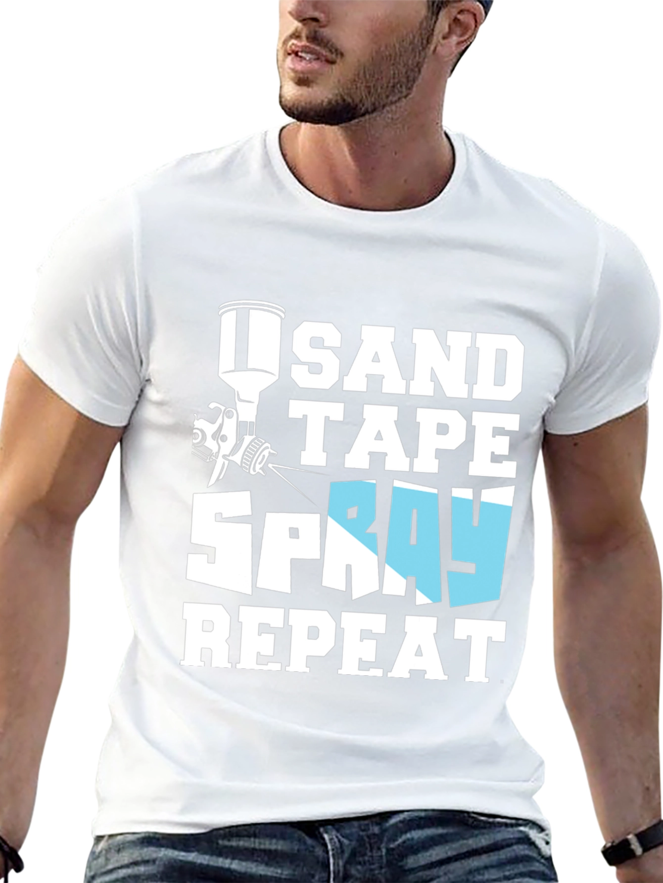 Sand Tape Spray Repeat Black T-Shirt