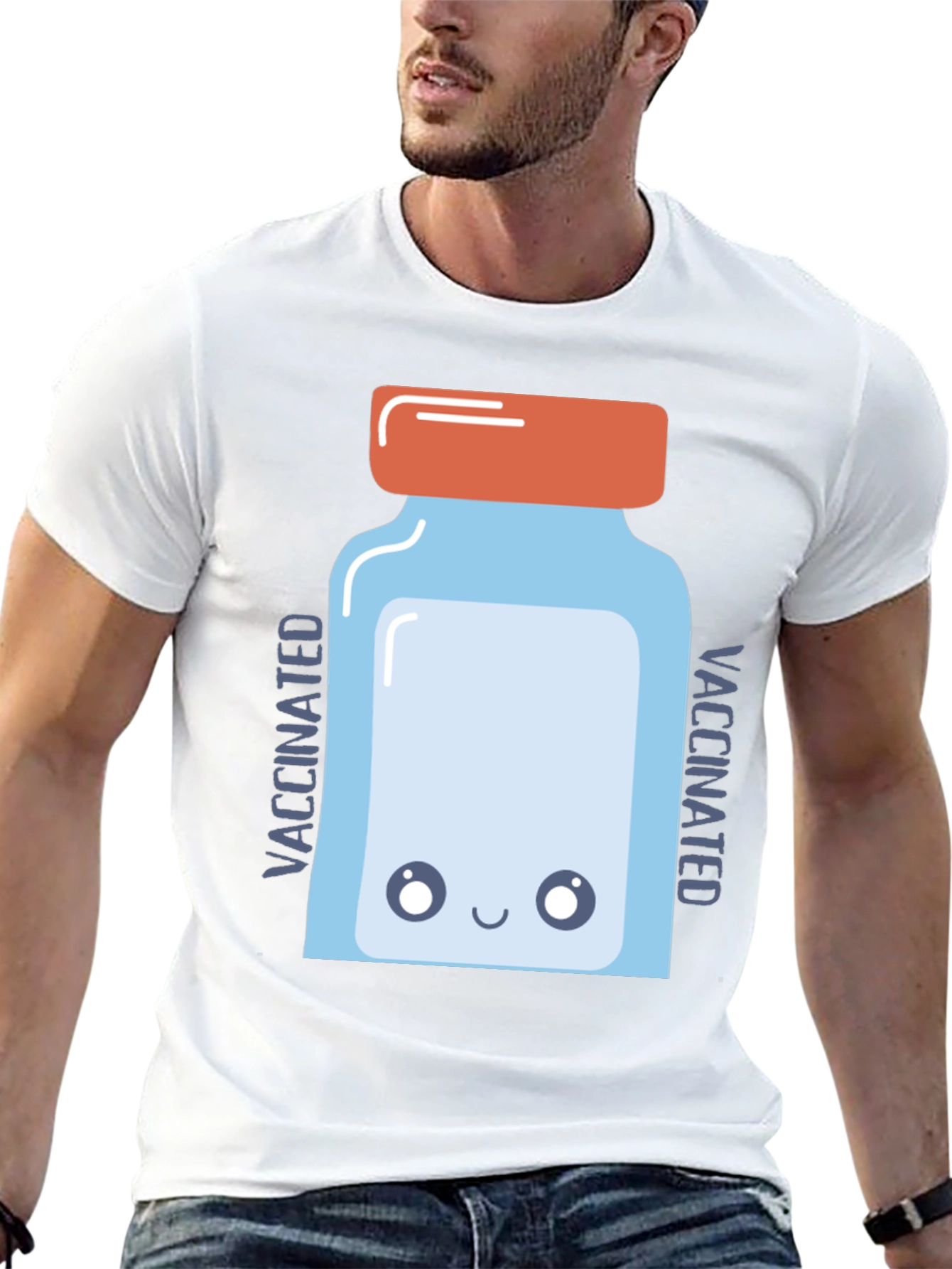 Vaccinated Cartoon Vaccine Vial Graphic Tee