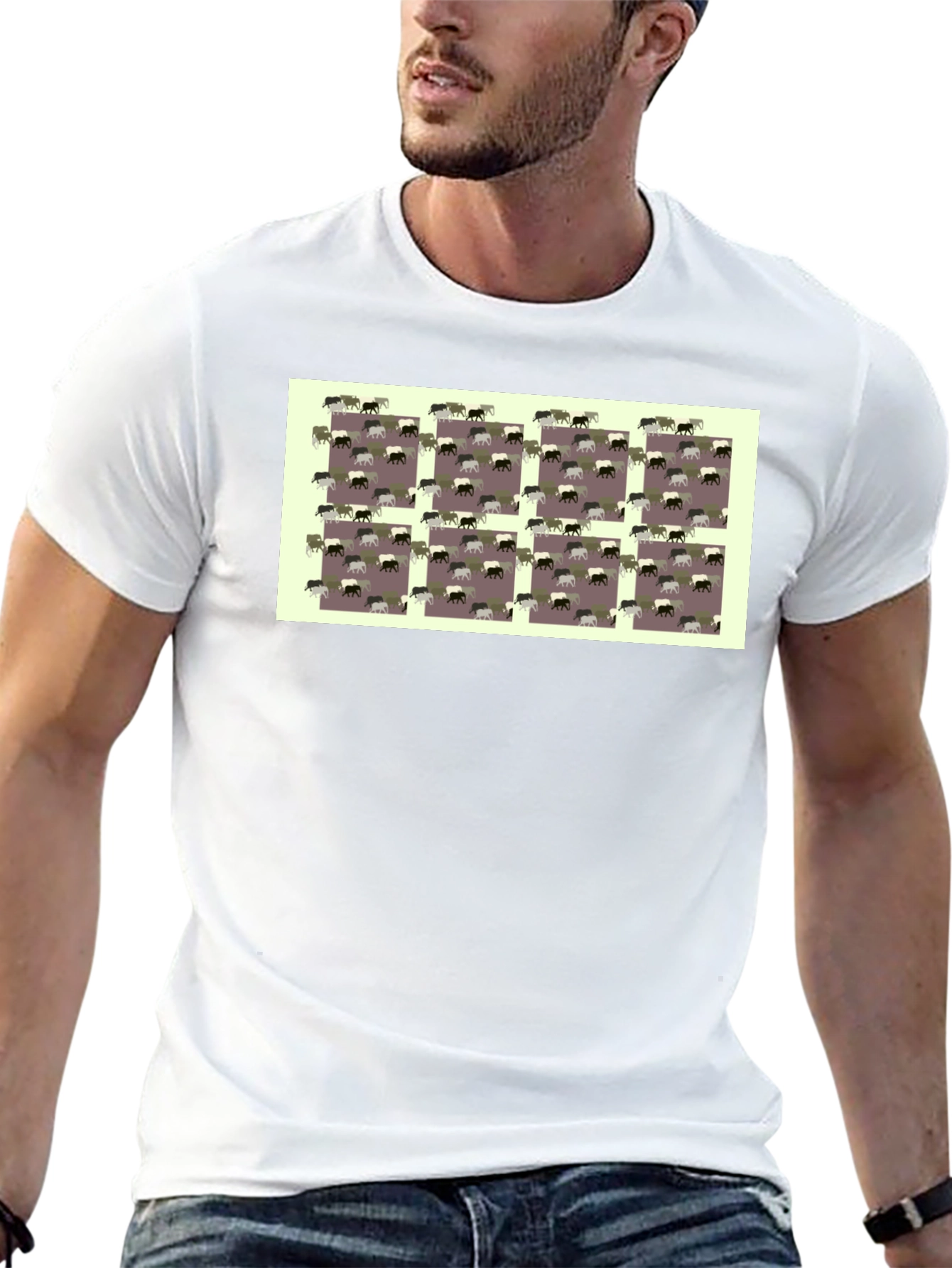 Novelty Elephant Pattern Black T-Shirt
