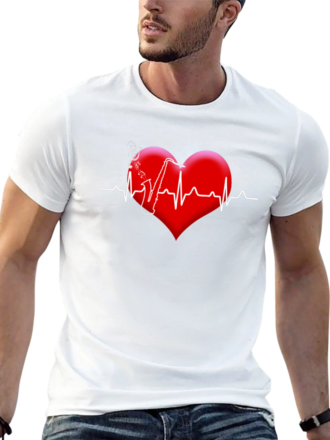 Saxophone Heartbeat Graphic Tee