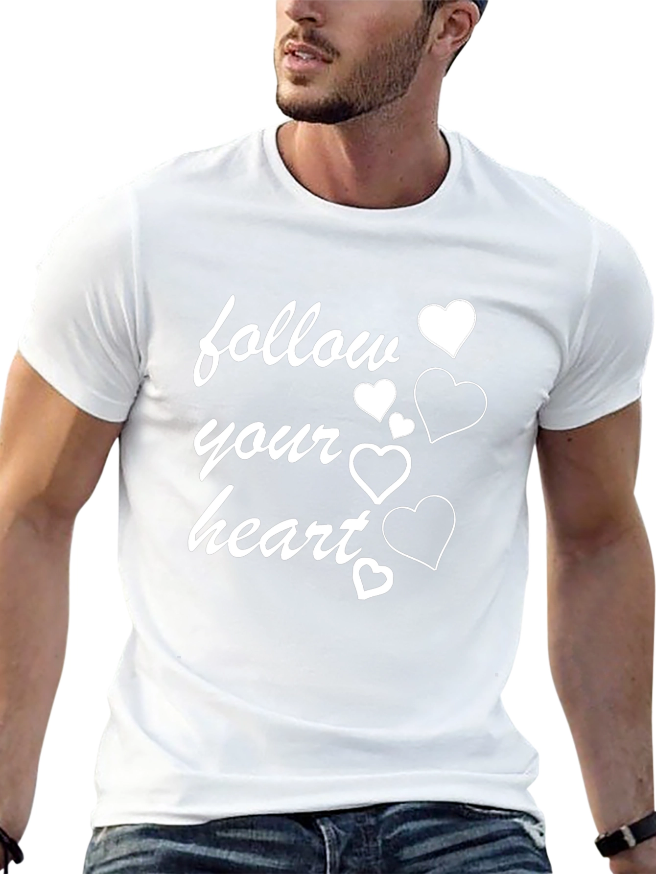Follow Your Heart Graphic T-Shirt - Stylish Black Tee