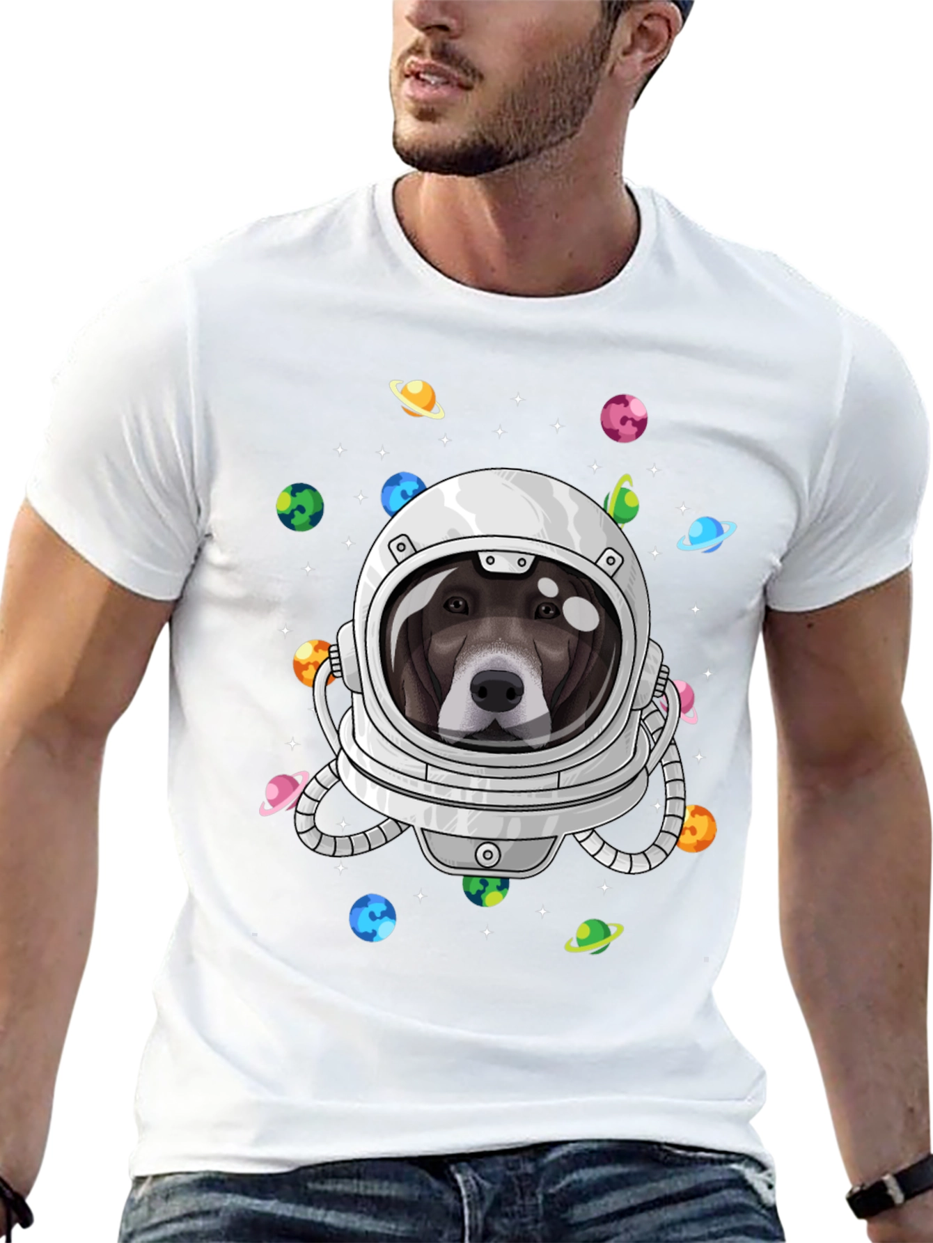 Dog Astronaut Black T-Shirt