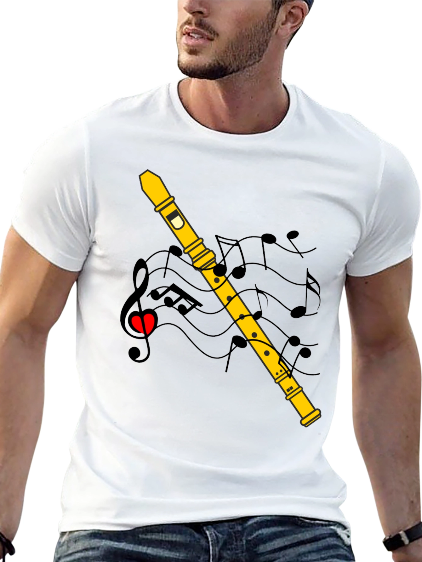 Musical Flute T-Shirt - Black Cotton Tee