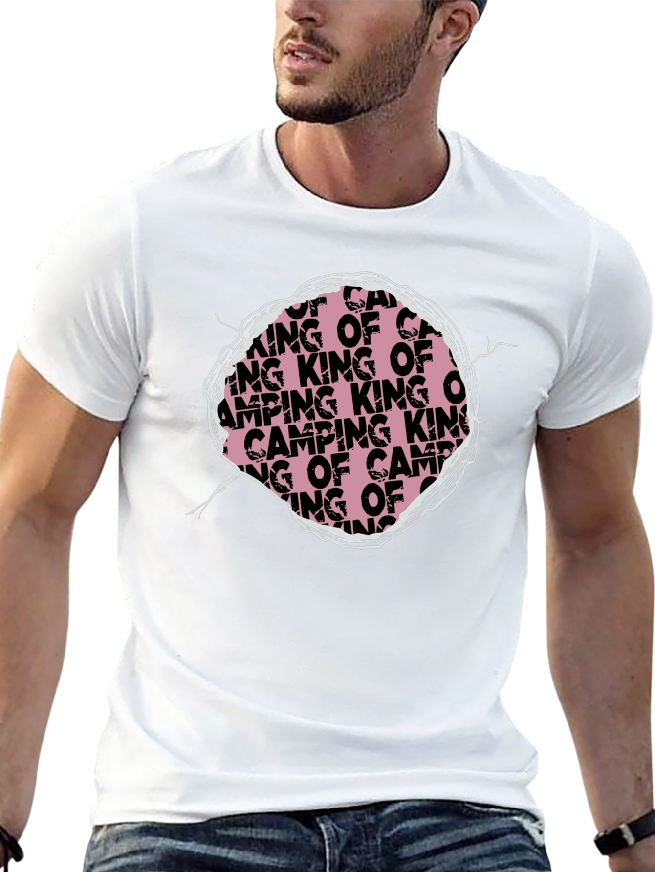 King of Camping Graphic T-Shirt - Black Crew Neck