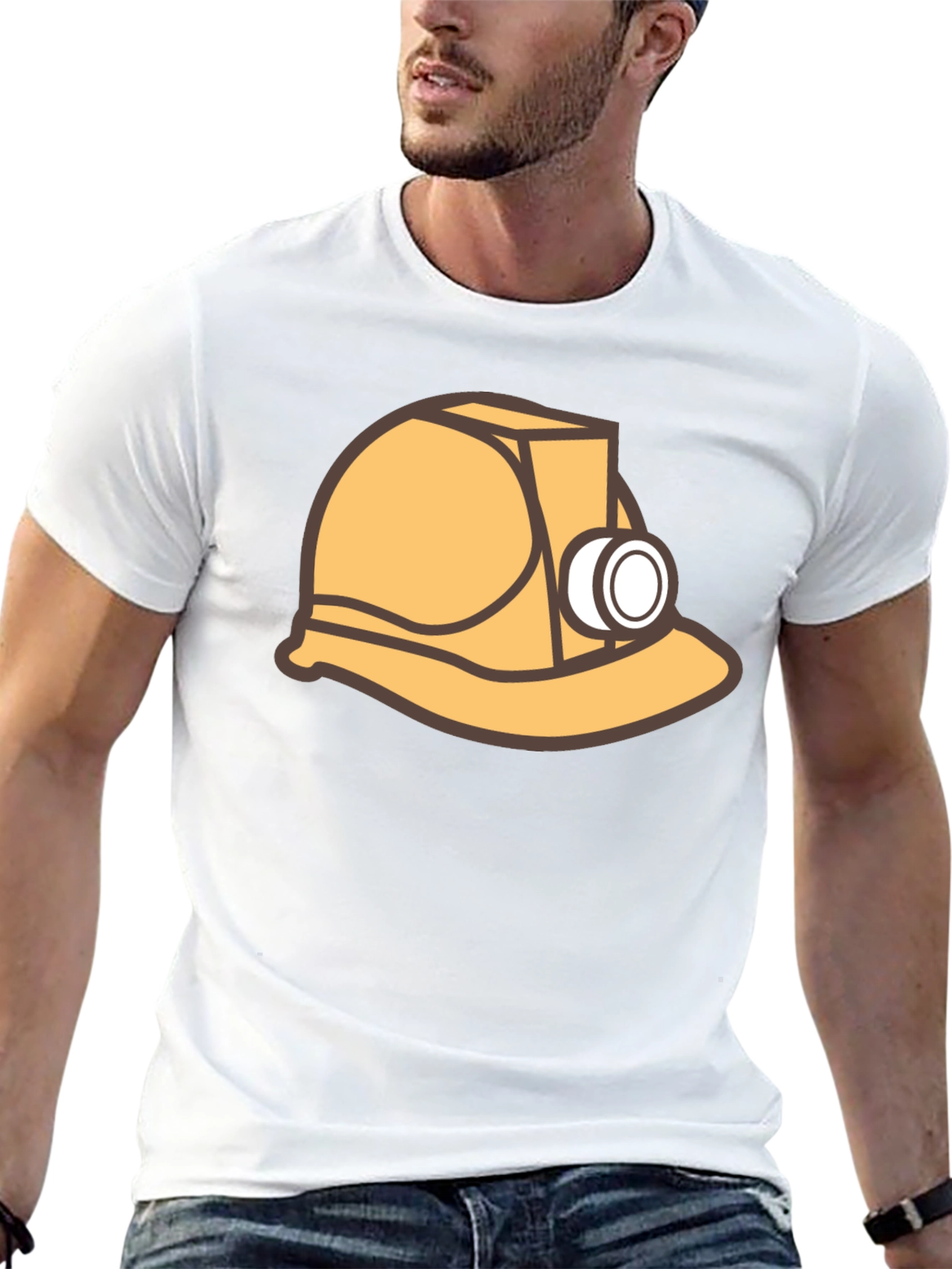 Miner Hard Hat Graphic Tee - Black Cotton T-Shirt