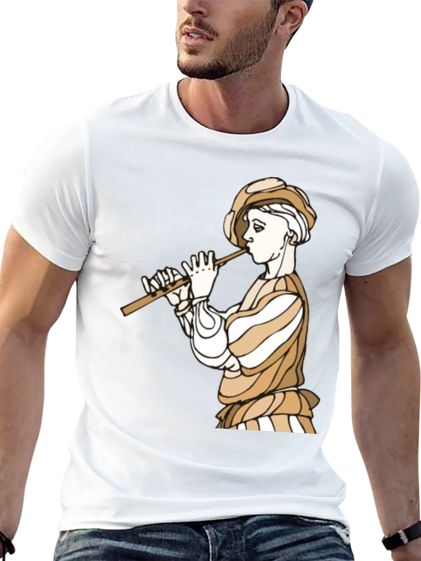Renaissance Flute Player Graphic T-Shirt