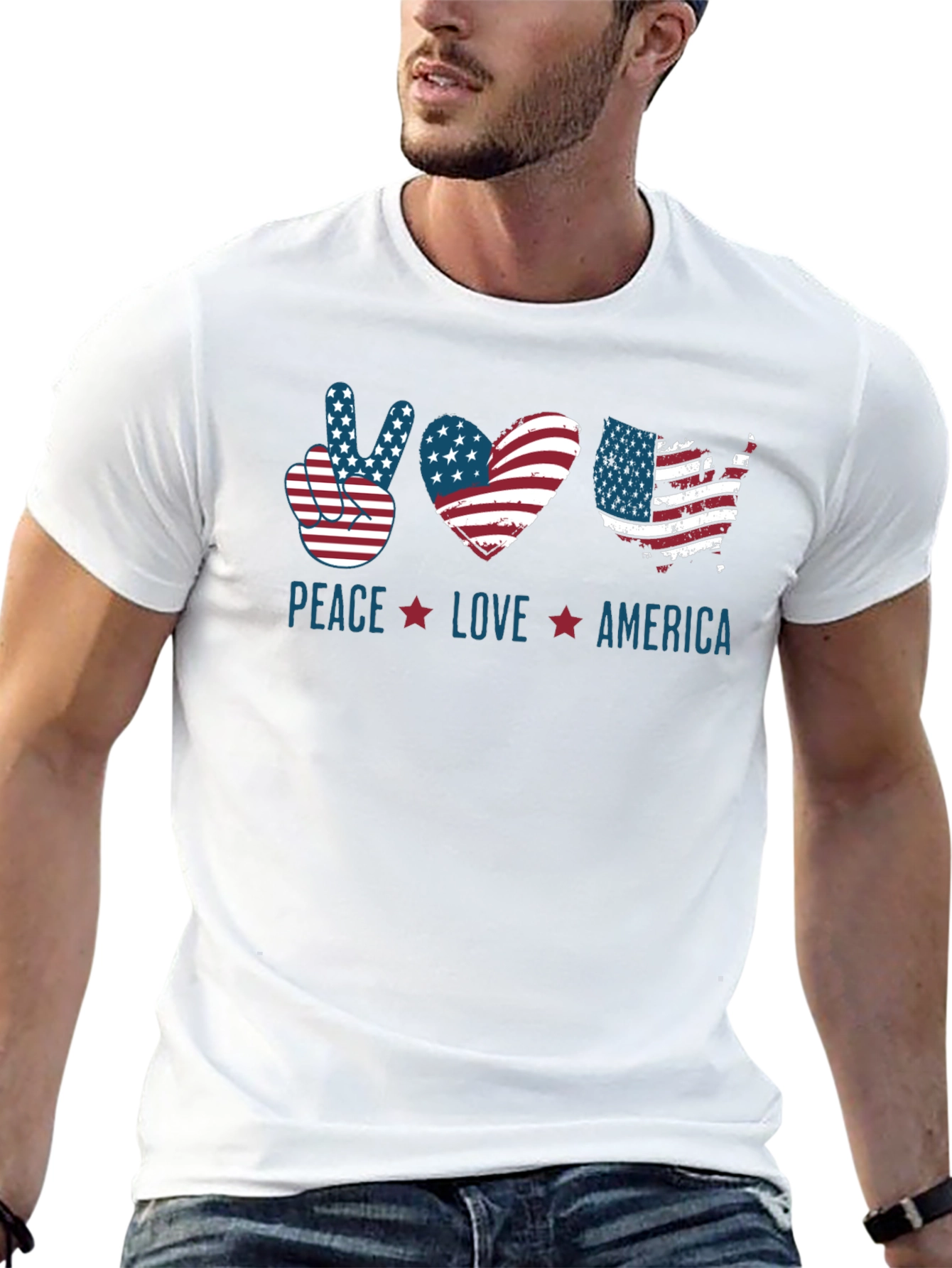 Patriotic Peace Love America T-Shirt