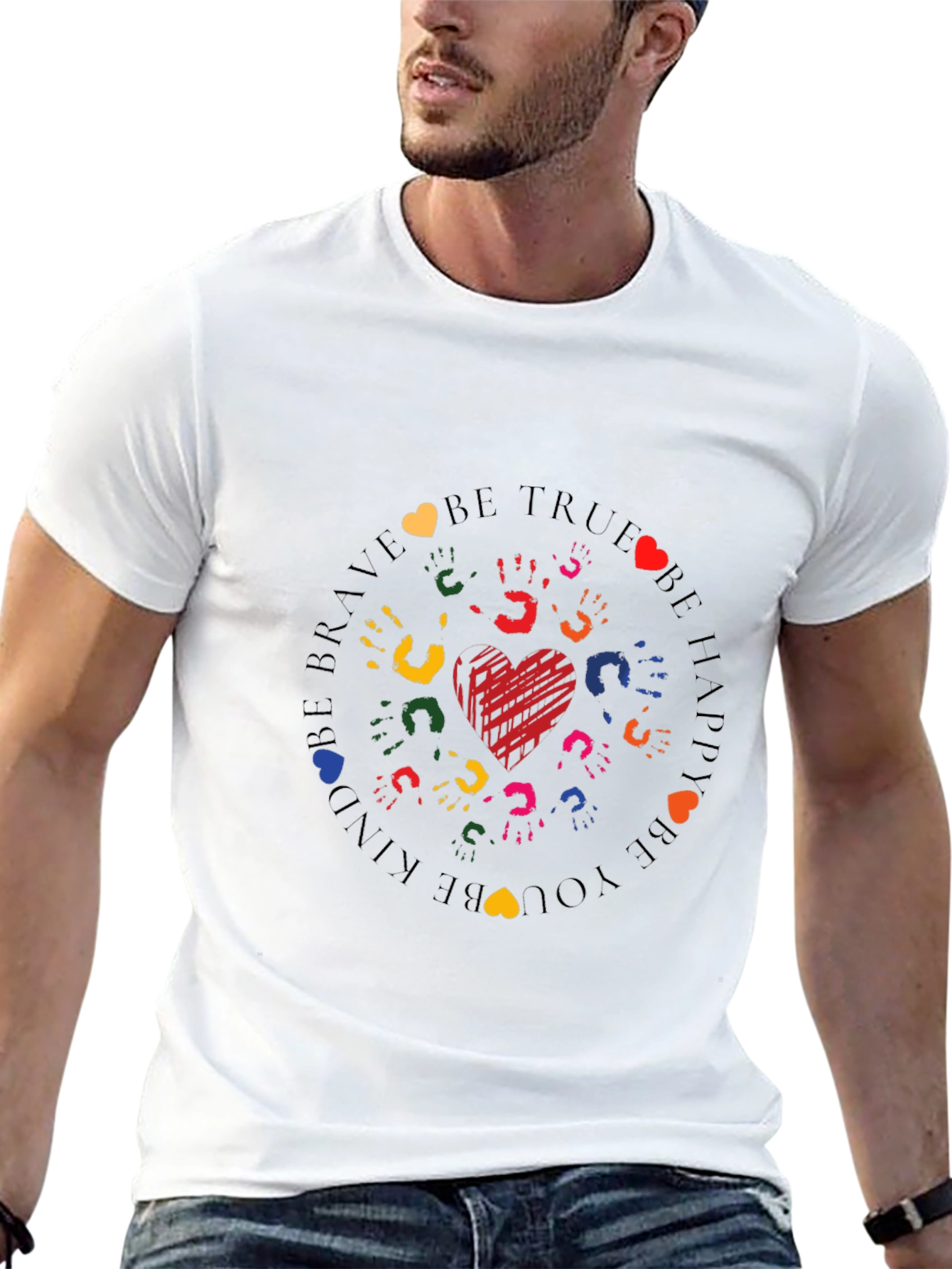 Heart Hands Graphic Crew Neck Tee