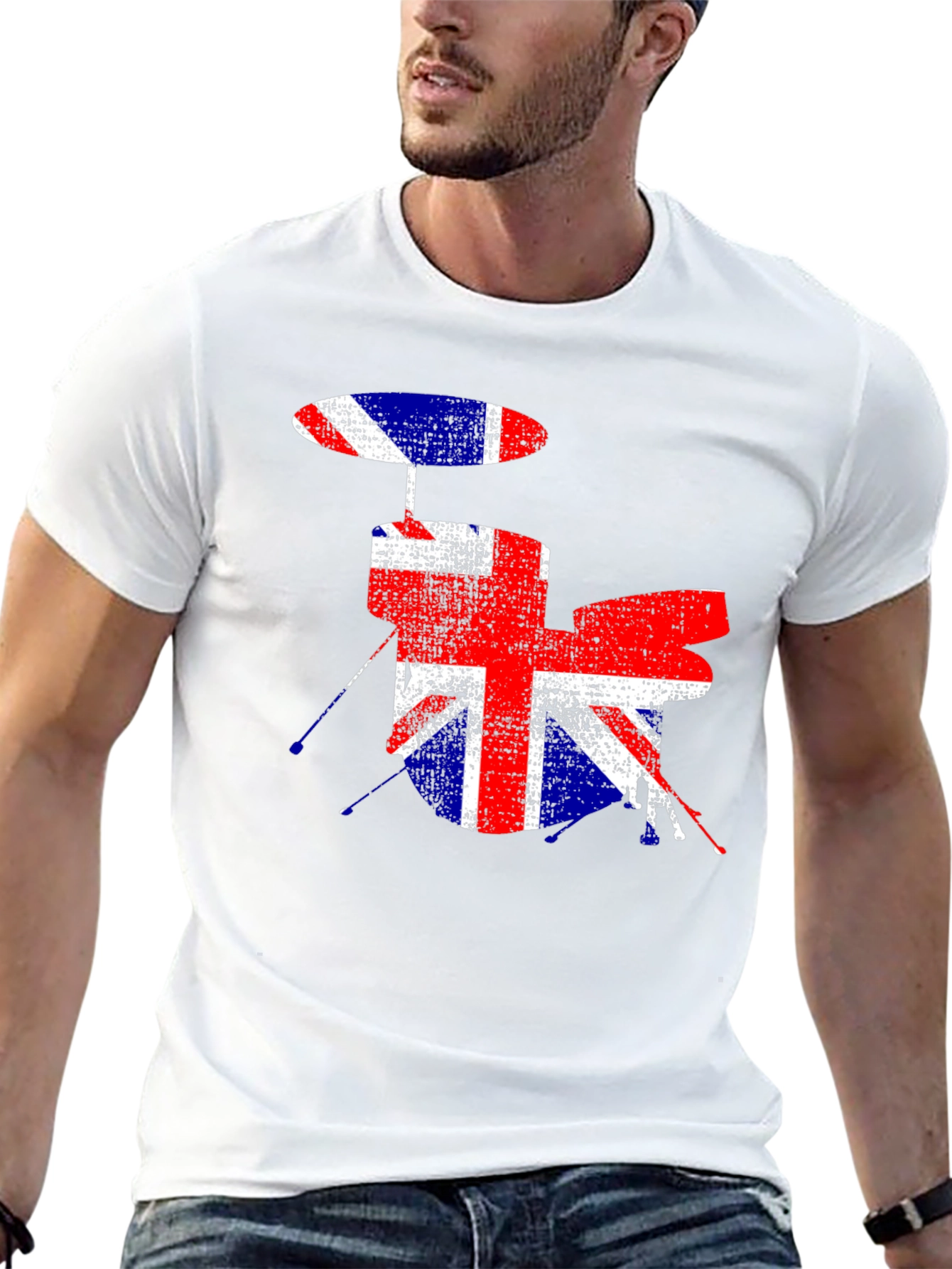 British Flag Drum Set Graphic T-Shirt