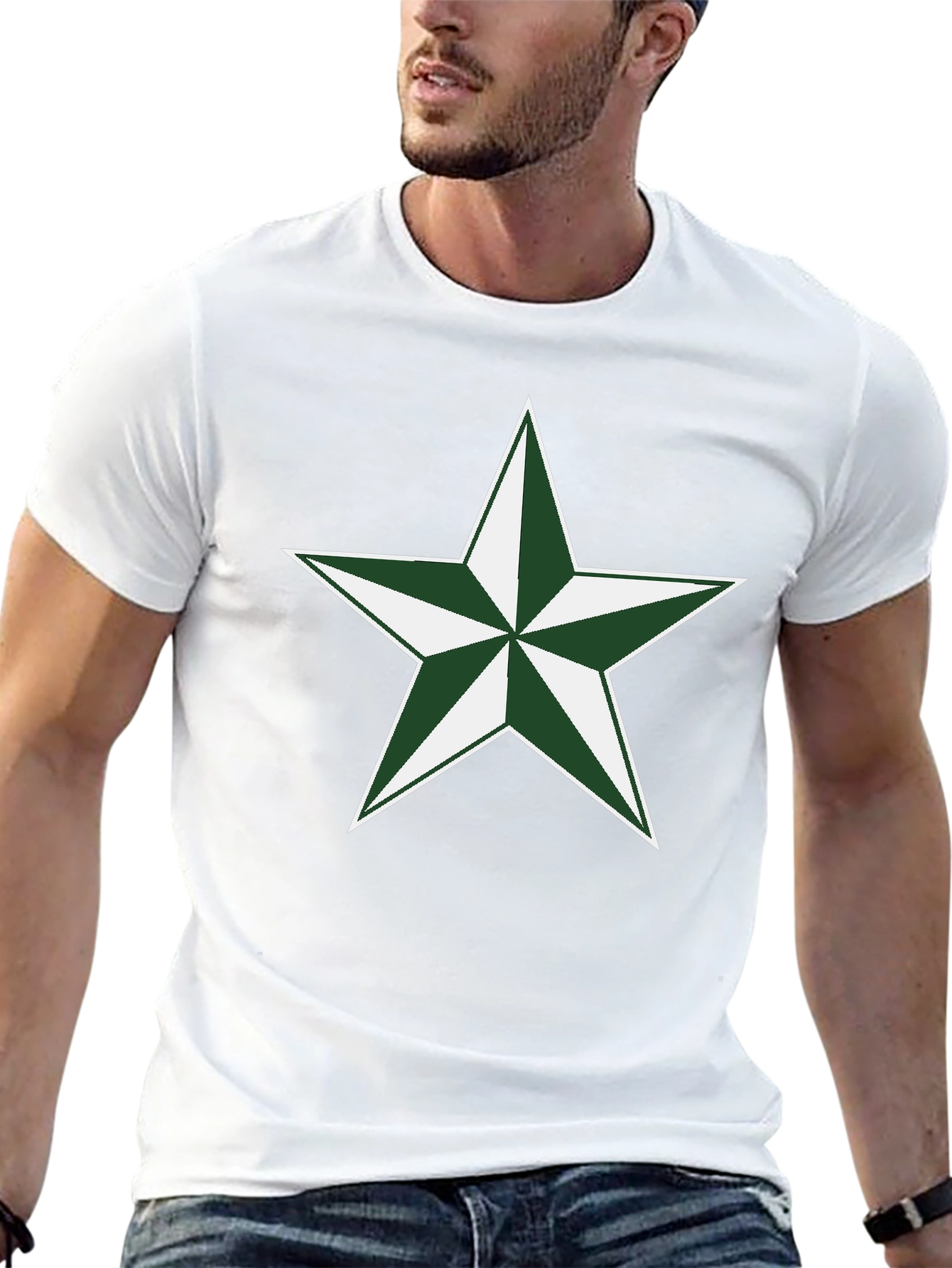 Green Star Graphic Black T-Shirt