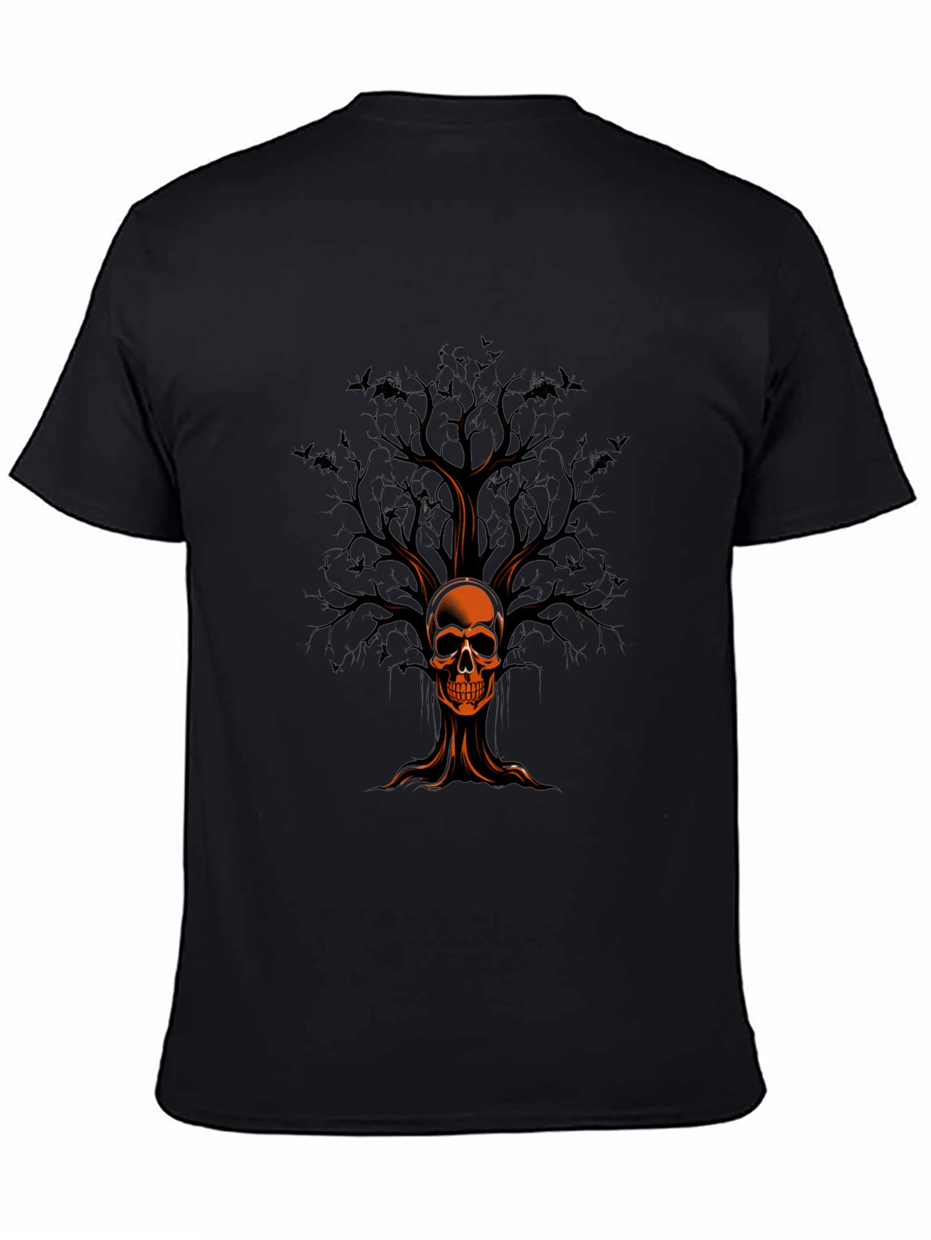 Skull Tree Graphic Print Black T-Shirt