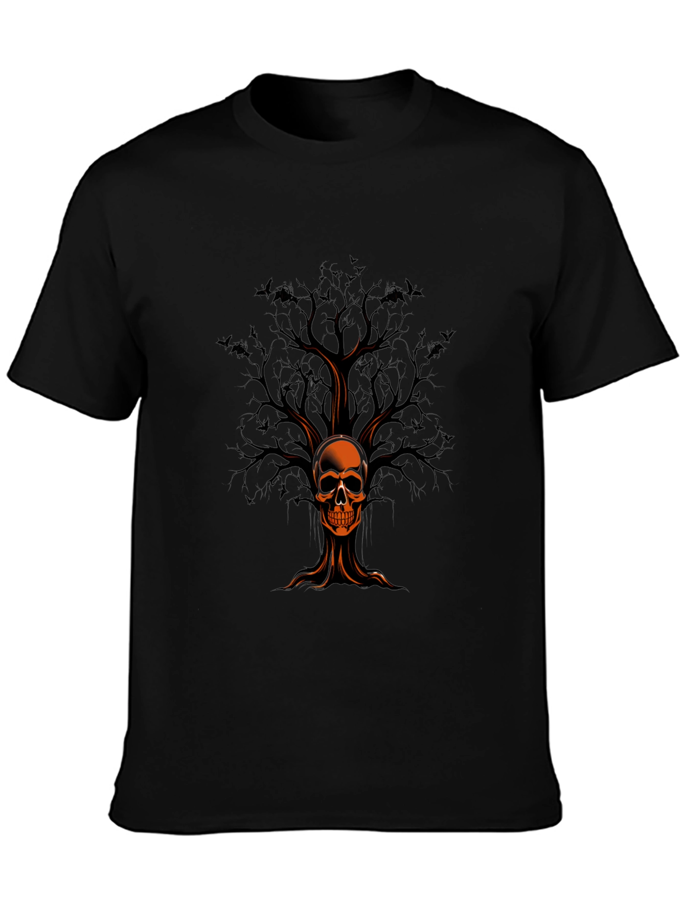 Skull Tree Graphic Print Black T-Shirt
