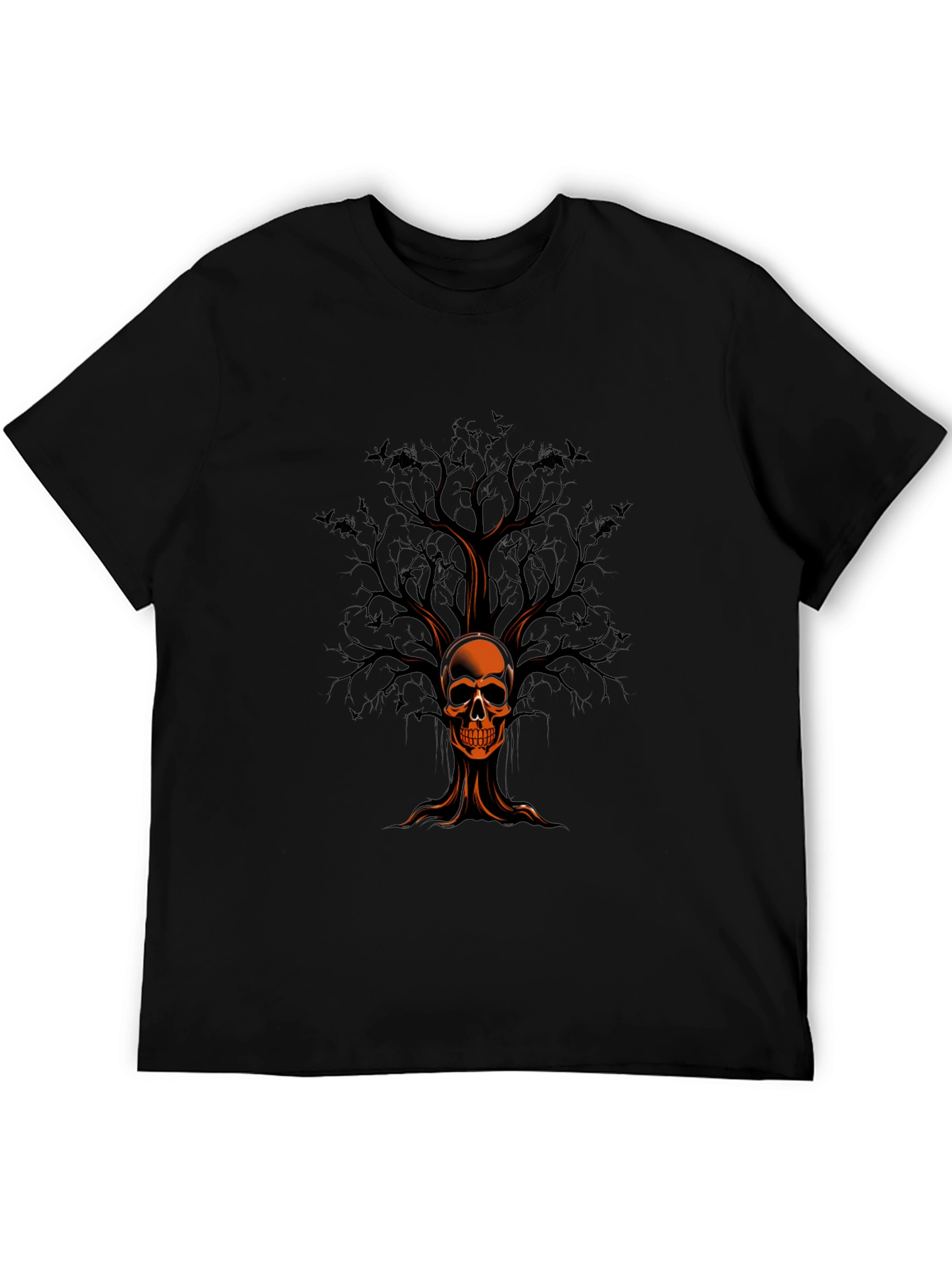 Skull Tree Graphic Print Black T-Shirt