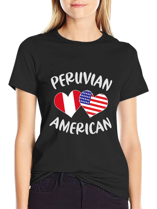 Peruvian American Flag Heart T-Shirt