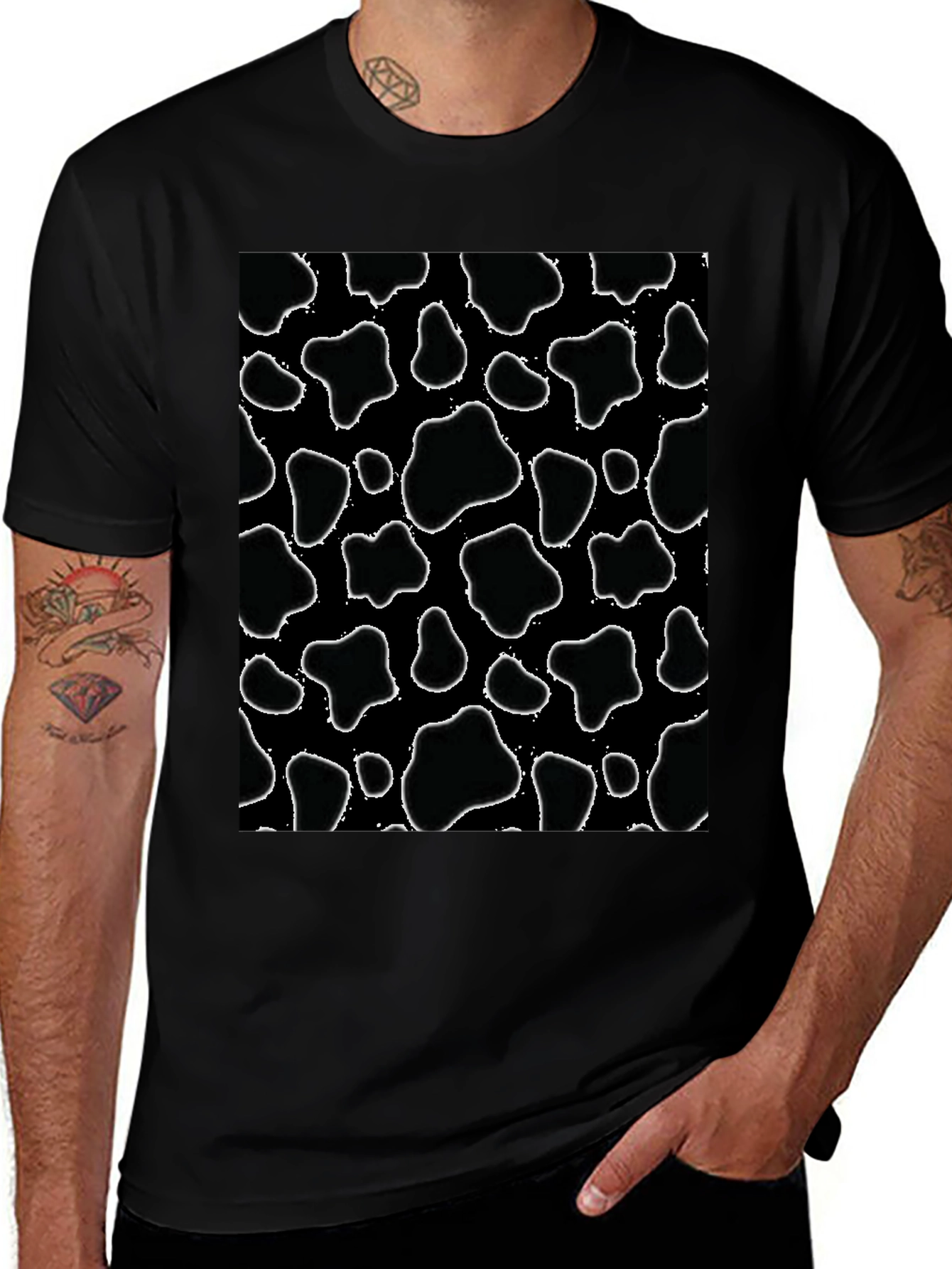 Cow Print Black T-Shirt