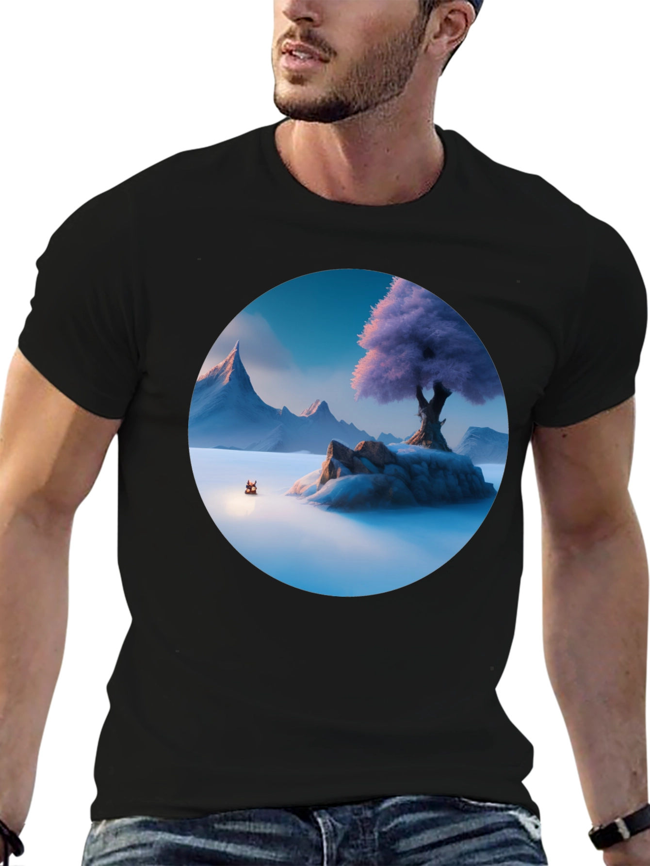 Mystic Isle Graphic Tee - Mens Black T-Shirt