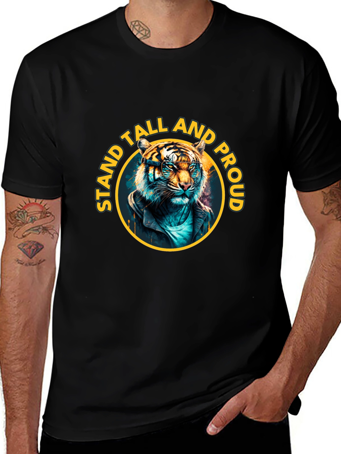 Stand Tall Proud Tiger Graphic Tee - Black