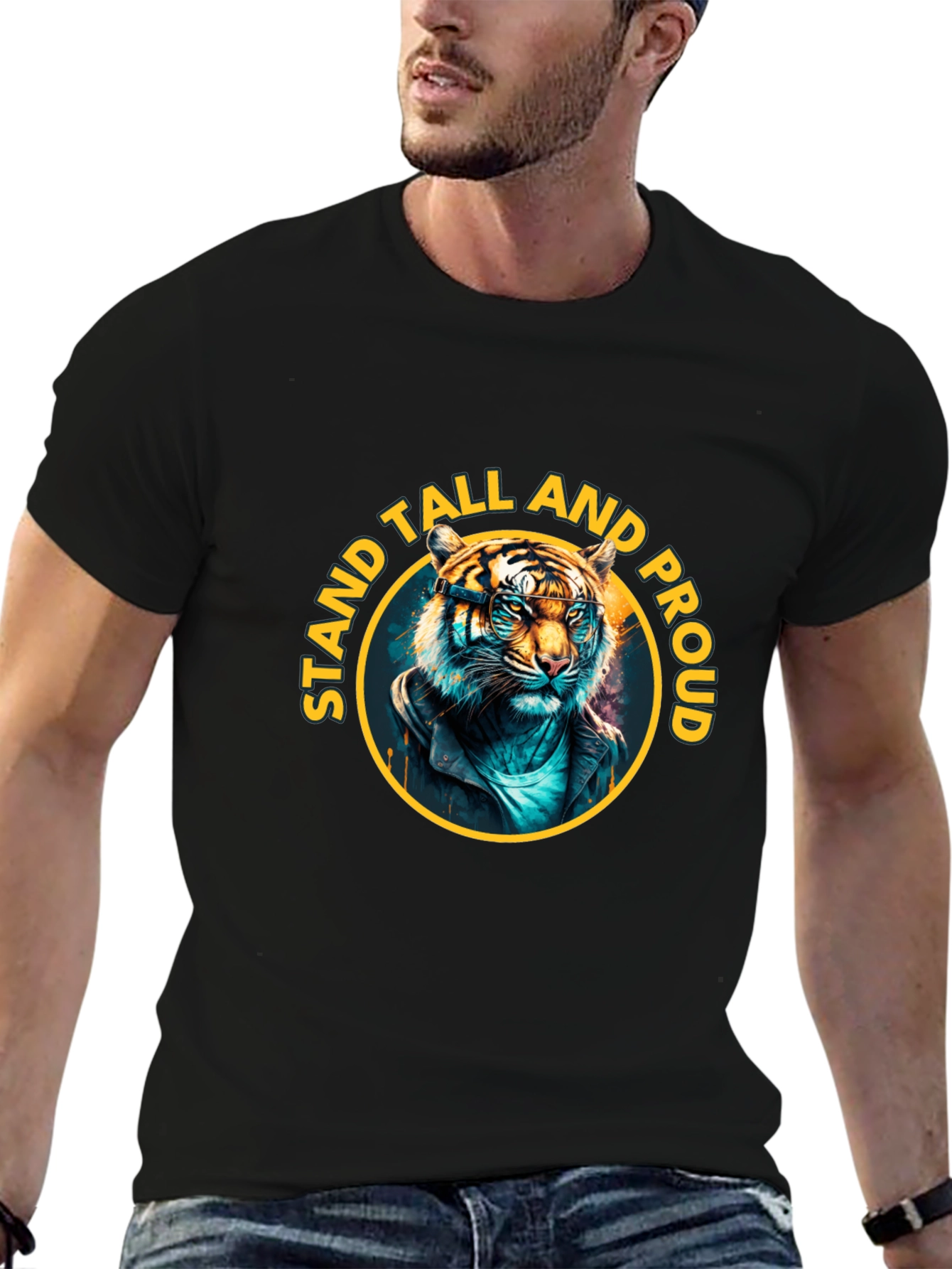 Stand Tall Proud Tiger Graphic Tee - Black
