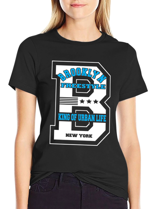 Brooklyn Urban Life Graphic Tee - Black Cotton Blend T-Shirt