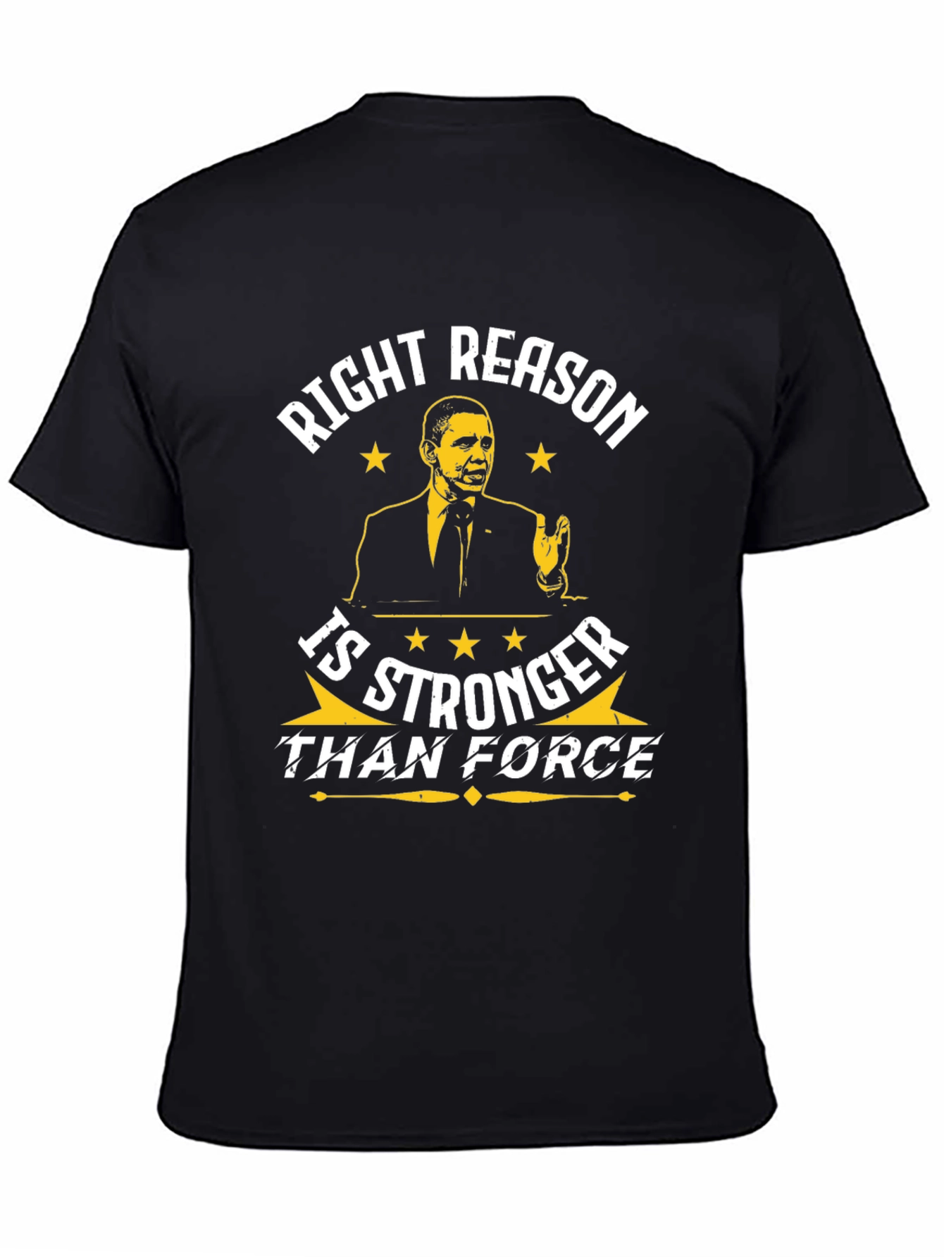 Obama Right Reason Graphic Print Black T-Shirt