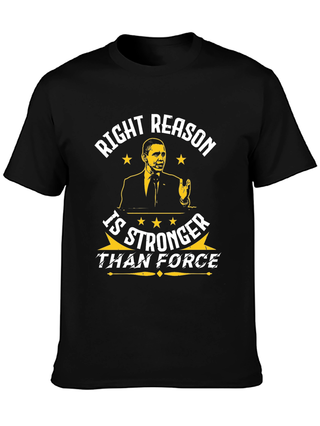 Obama Right Reason Graphic Print Black T-Shirt