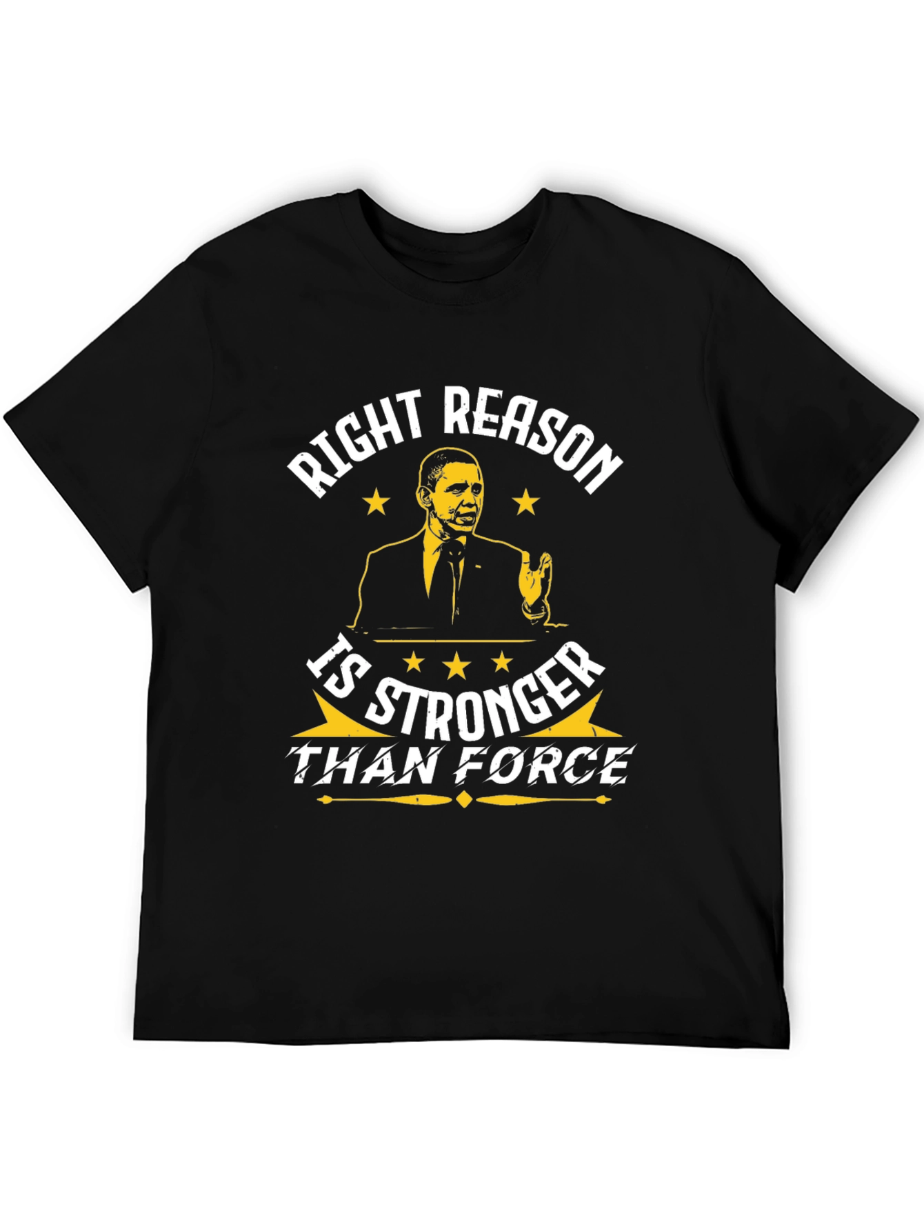 Obama Right Reason Graphic Print Black T-Shirt