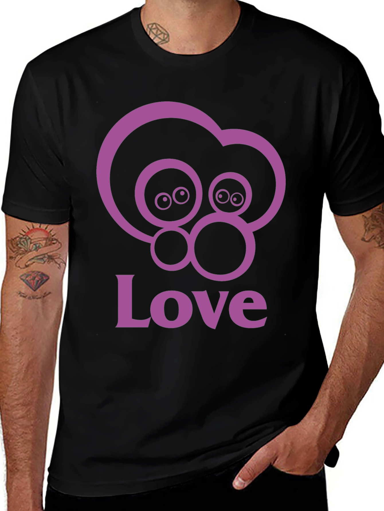 Love Eyes Graphic Black T-Shirt