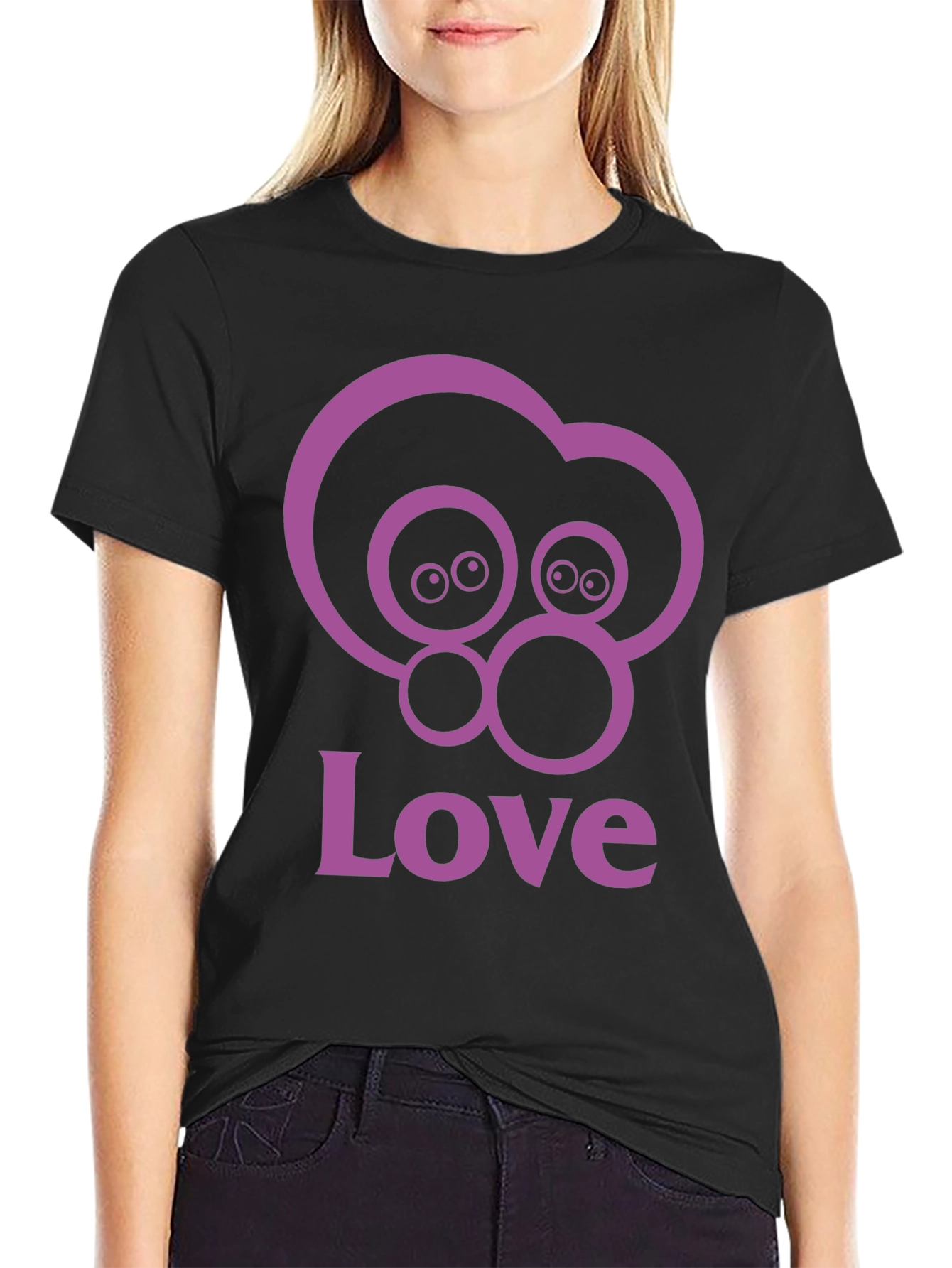 Love Eyes Graphic Black T-Shirt