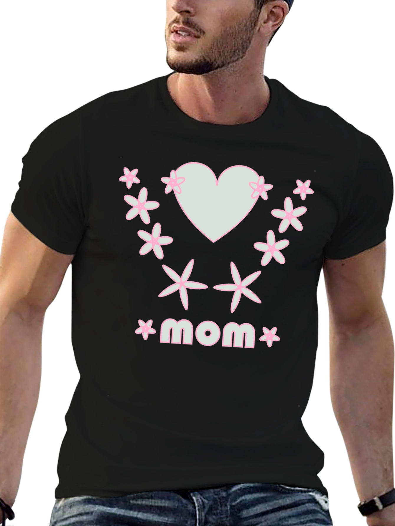 Mom Heart & Flower Graphic T-Shirt