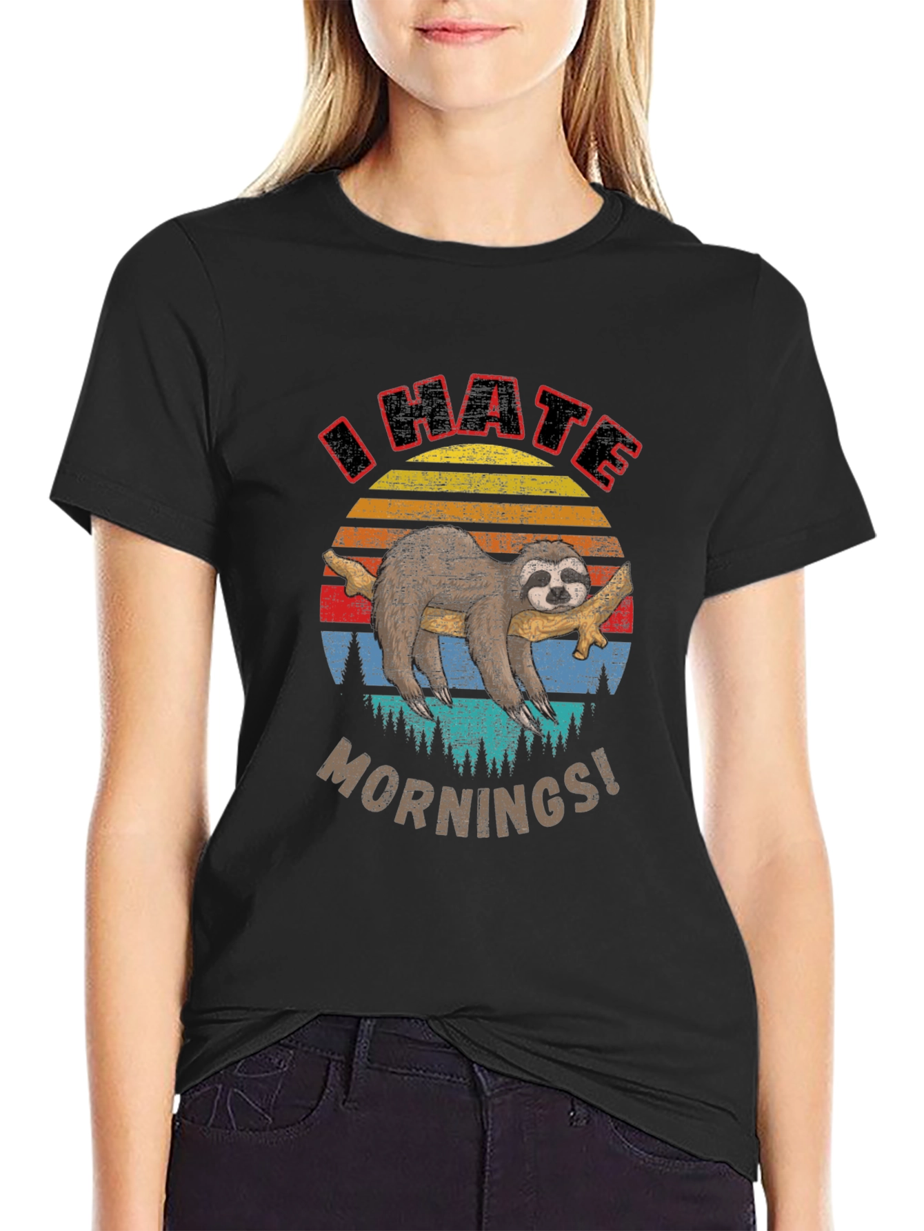 I Hate Mornings Sloth Graphic Tee