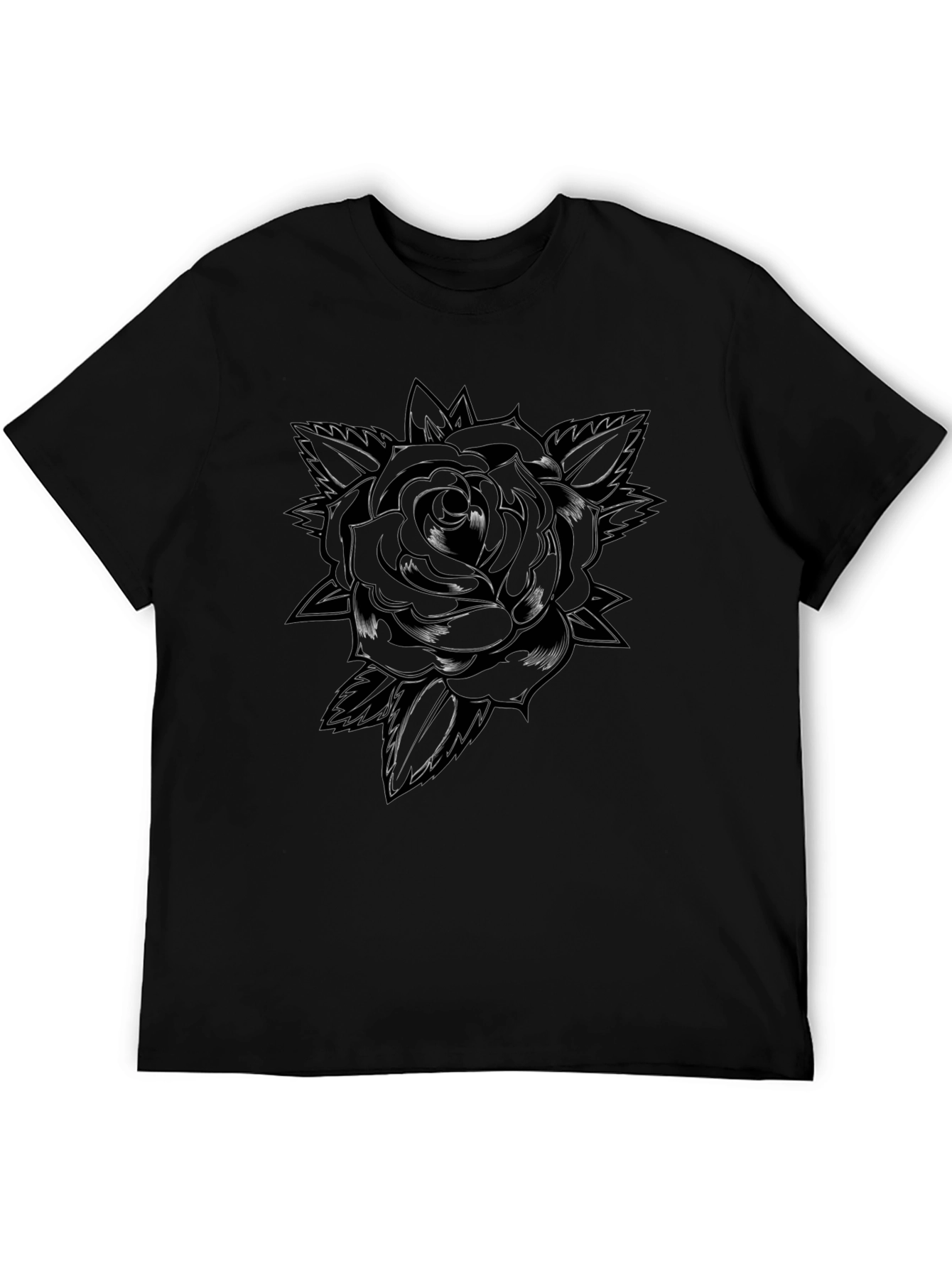 Black Rose Graphic T-Shirt - Mens Casual Tee