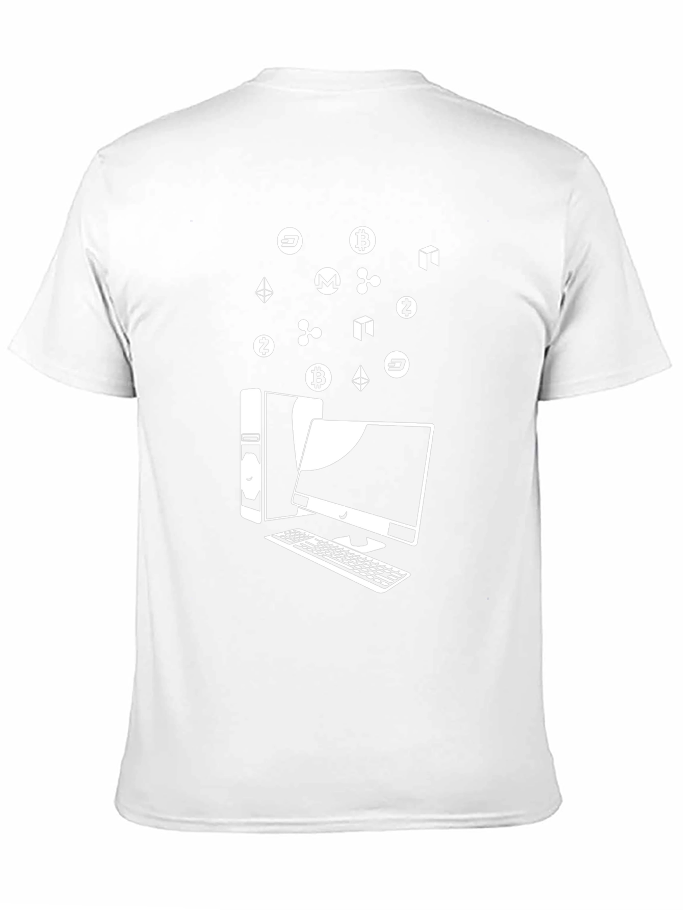 Crypto Computer T-Shirt - Bitcoin Ethereum Ripple Design