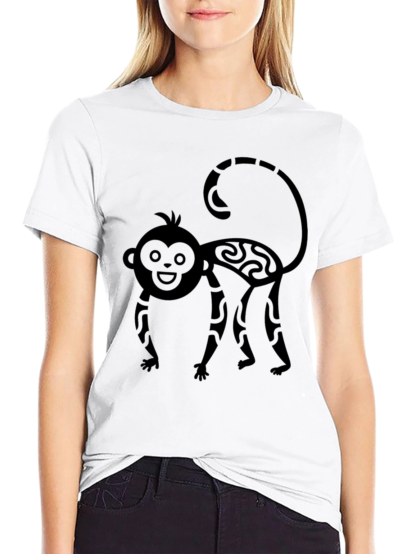 Tribal Monkey Graphic Tee - Mens Black T-Shirt