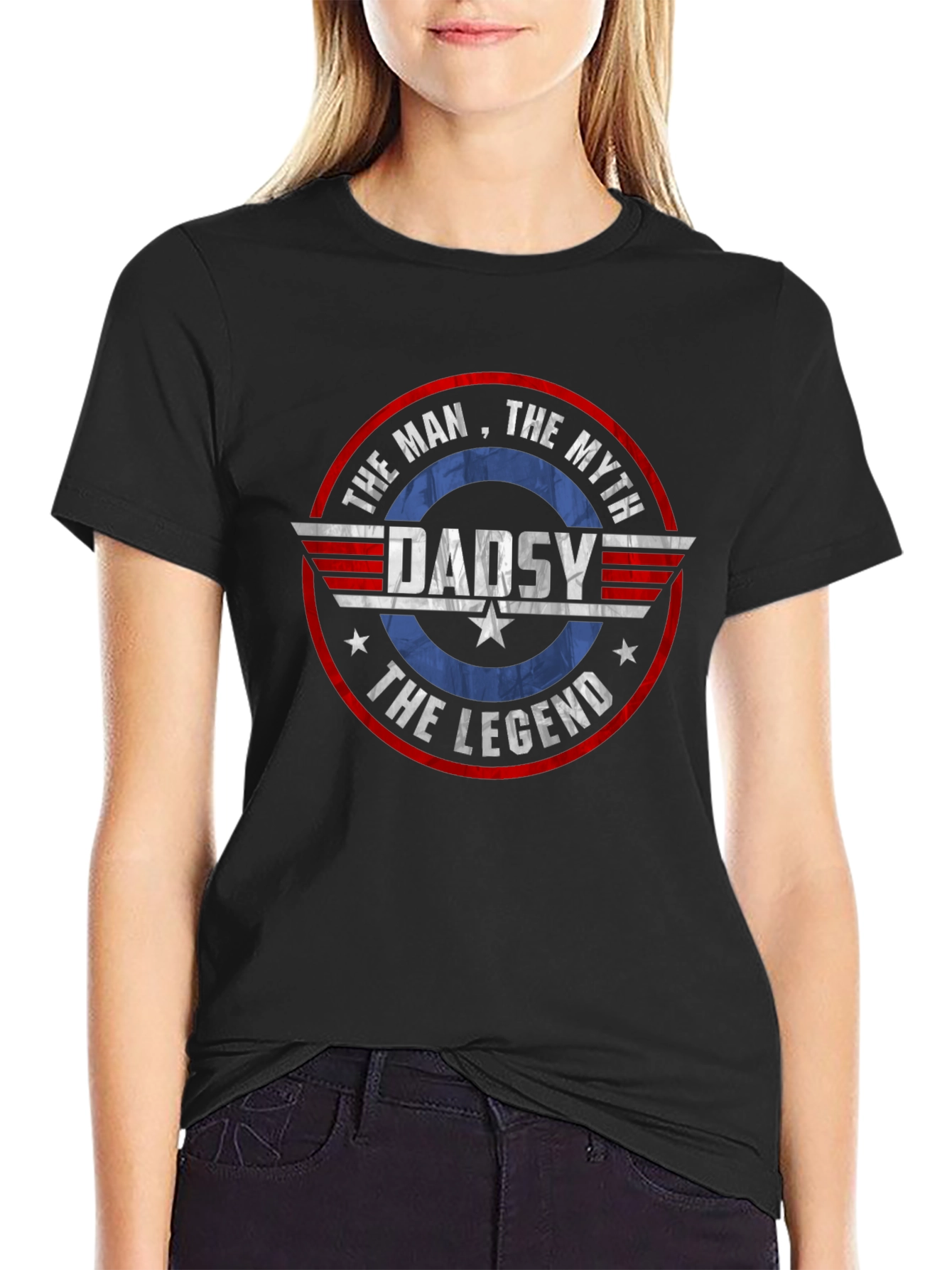 Dad The Man Myth Legend Graphic Tee - Black