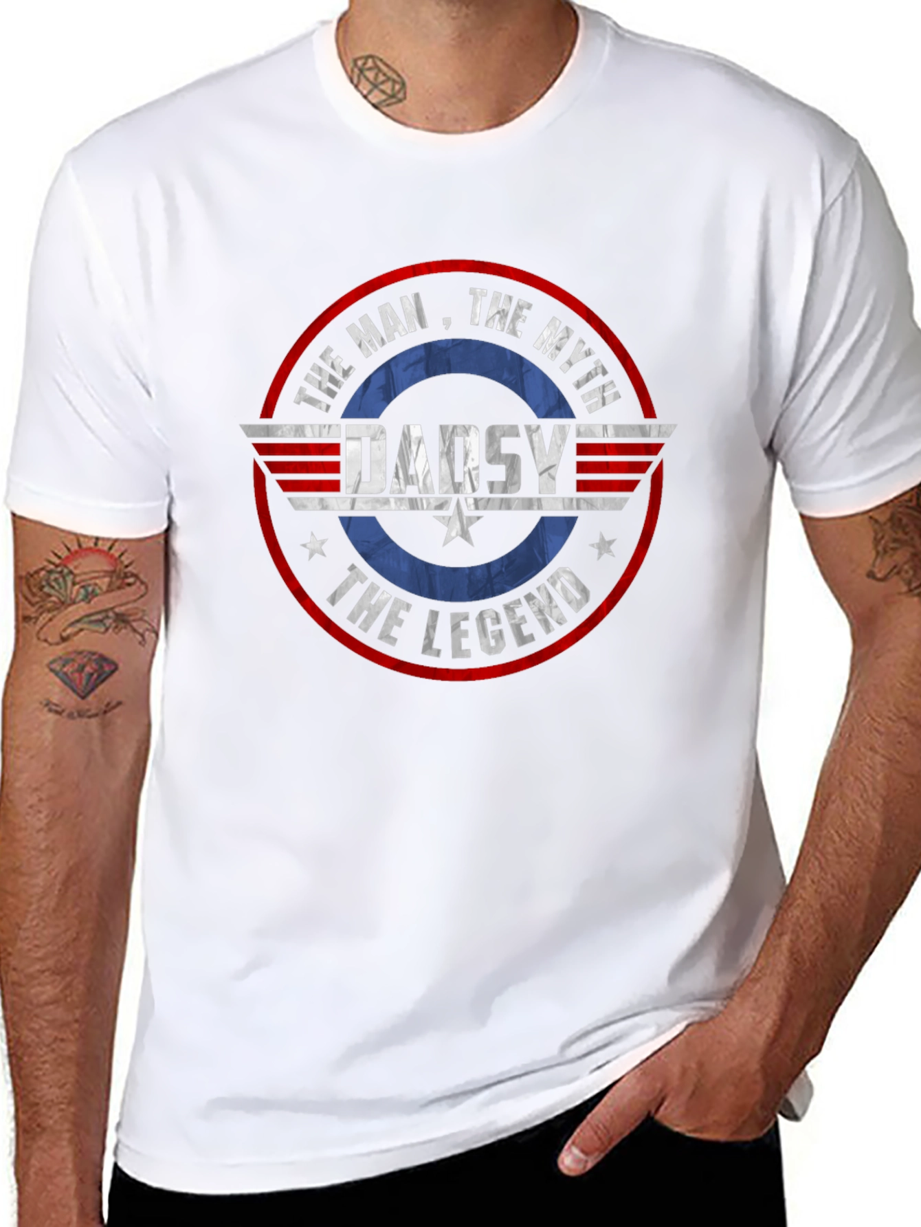 Dad The Man Myth Legend Graphic Tee - Black