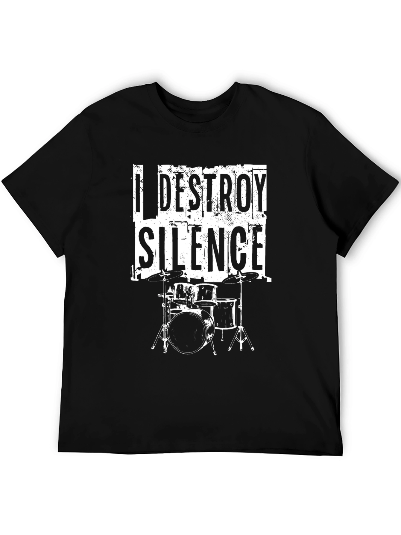 I Destroy Silence Black T-Shirt - Drummer Music Tee