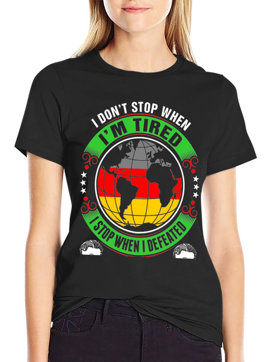 Germany Flag Globe Mens Graphic Tee - I Dont Stop When Im Tired