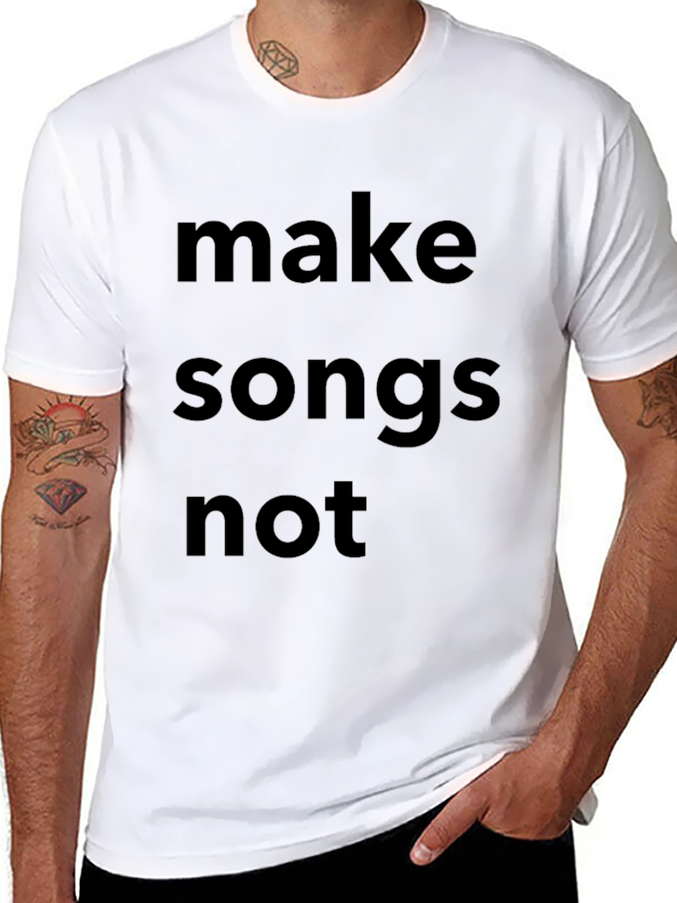 Make Songs Not T-Shirt Black Cotton Casual Wear