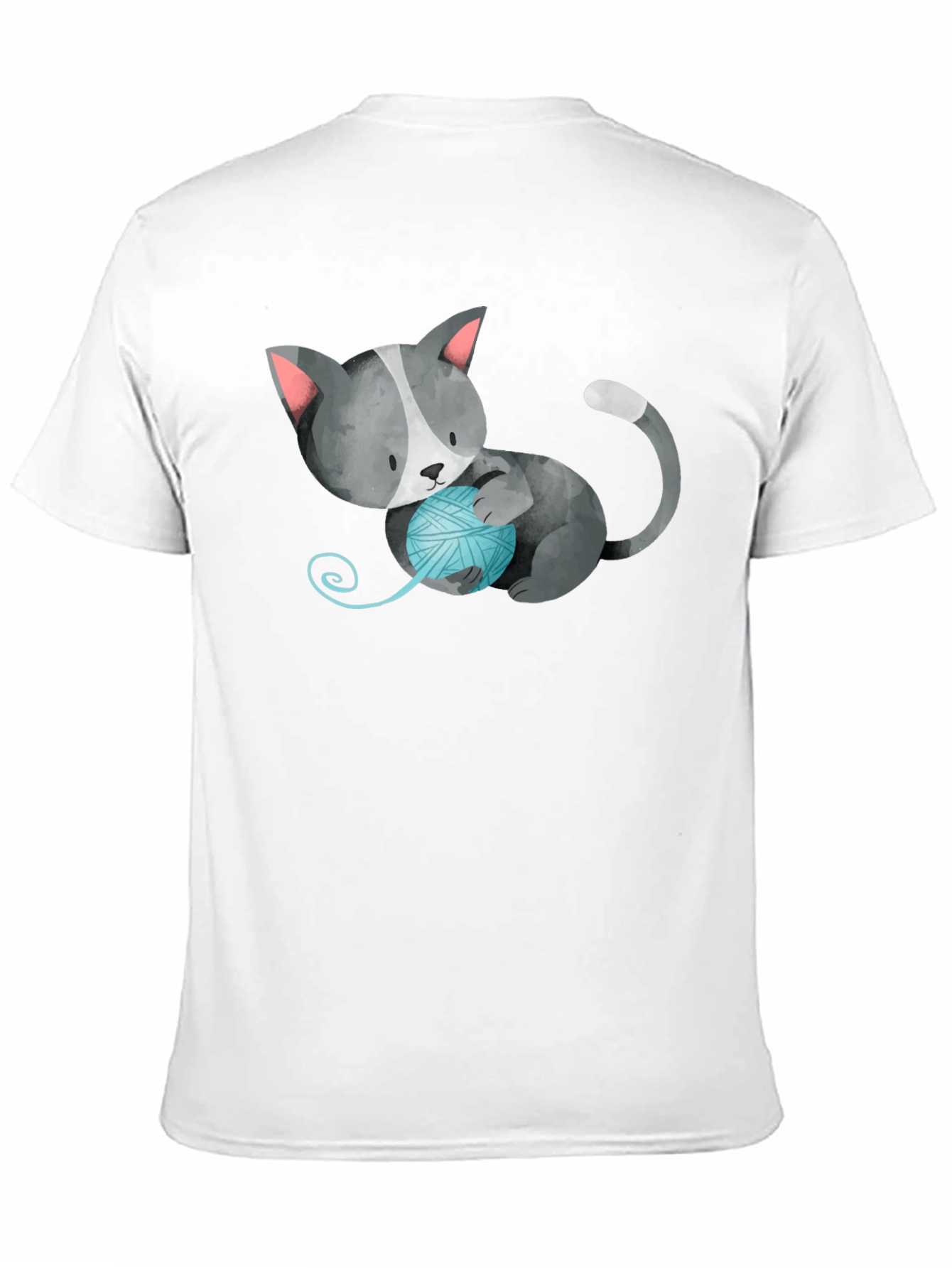 Cute Cat with Yarn Ball Black T-Shirt