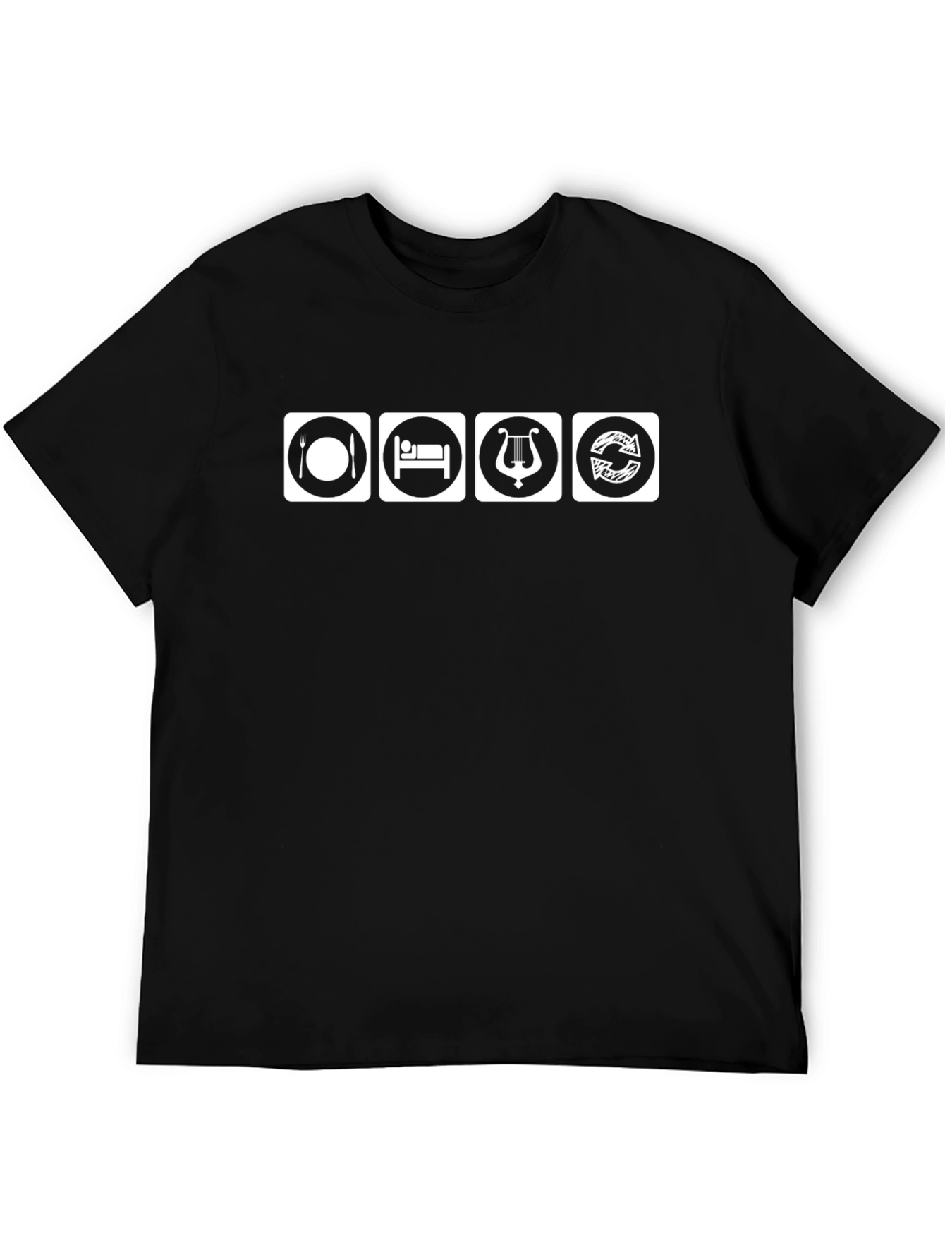 Eat Sleep Music Repeat Black T-Shirt