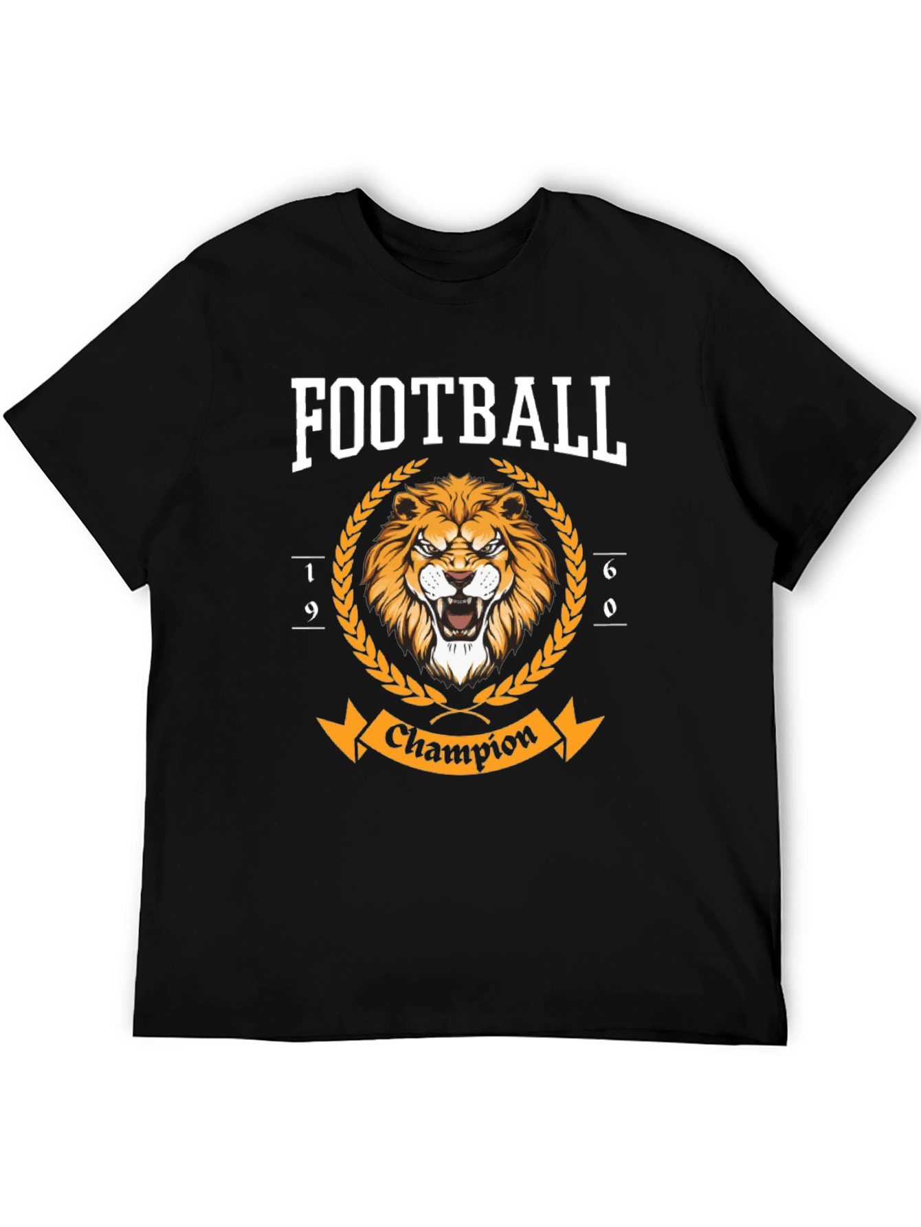 Football Champion Lion Graphic T-Shirt - Black