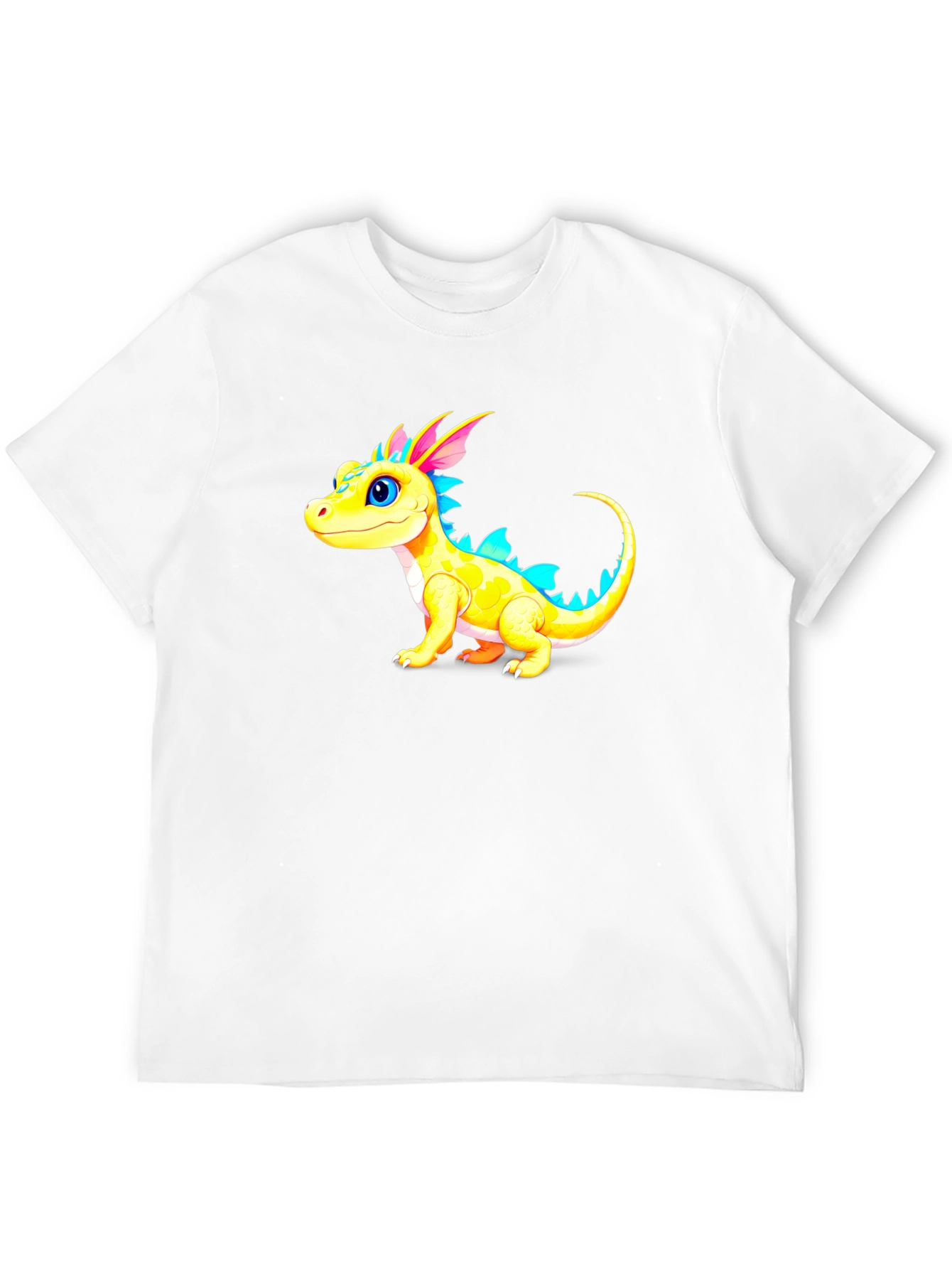 Cute Cartoon Dragon Graphic Tee - Black