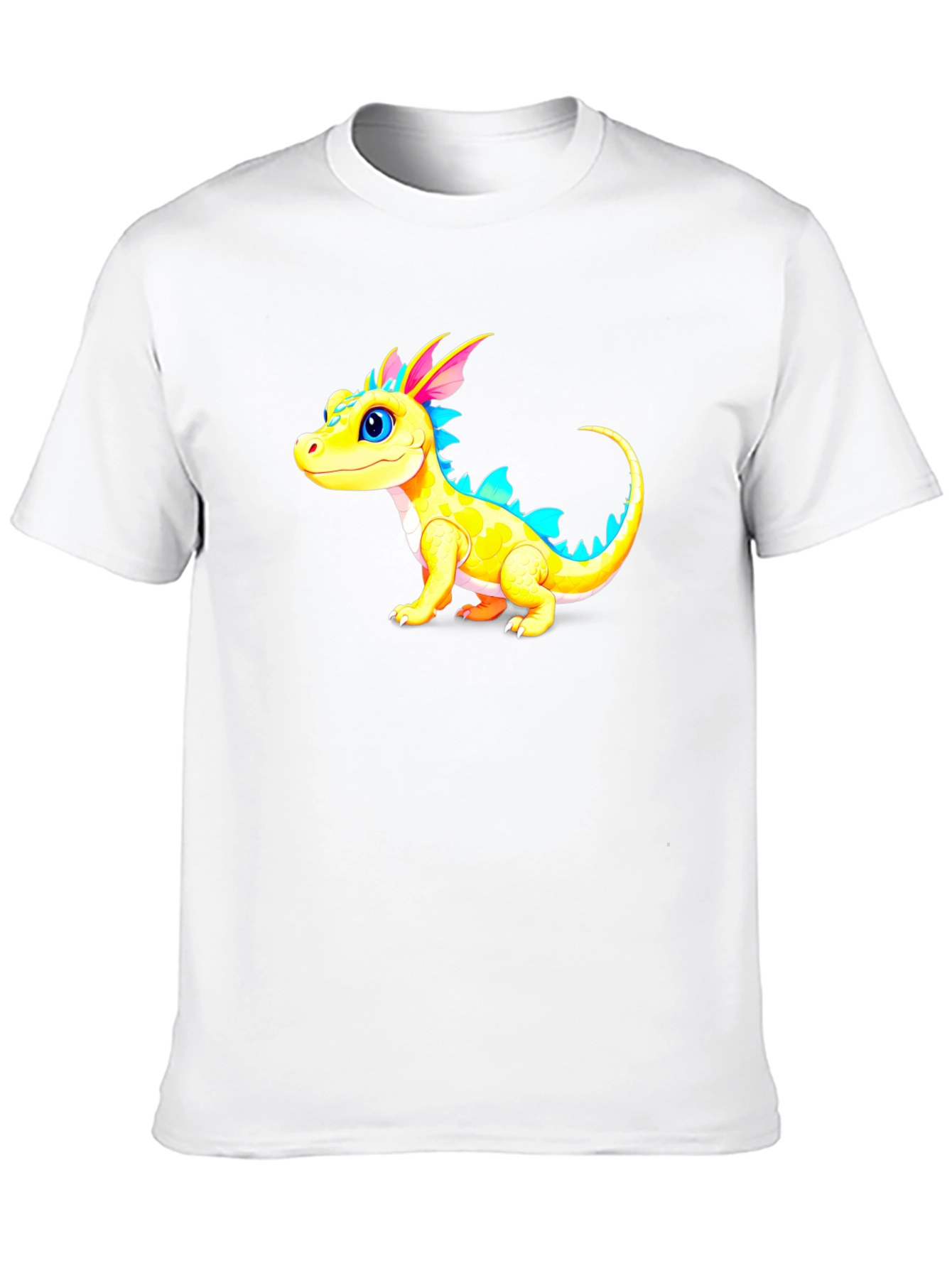 Cute Cartoon Dragon Graphic Tee - Black