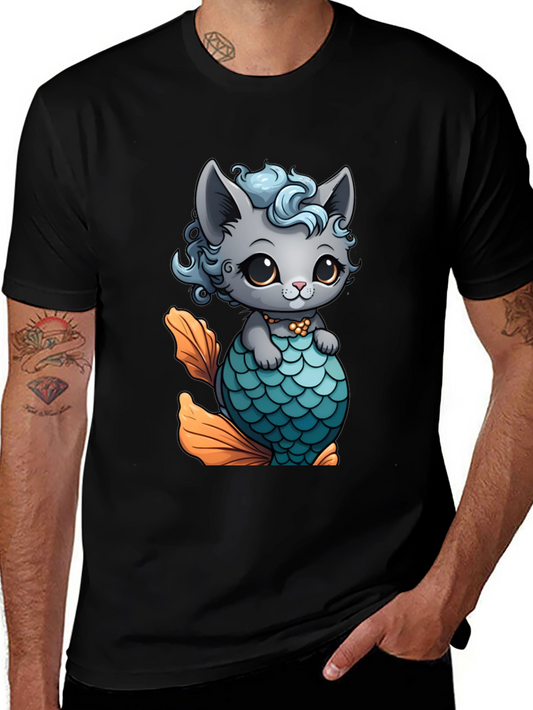 Cute Cat Mermaid T-Shirt - Unique Graphic Tee